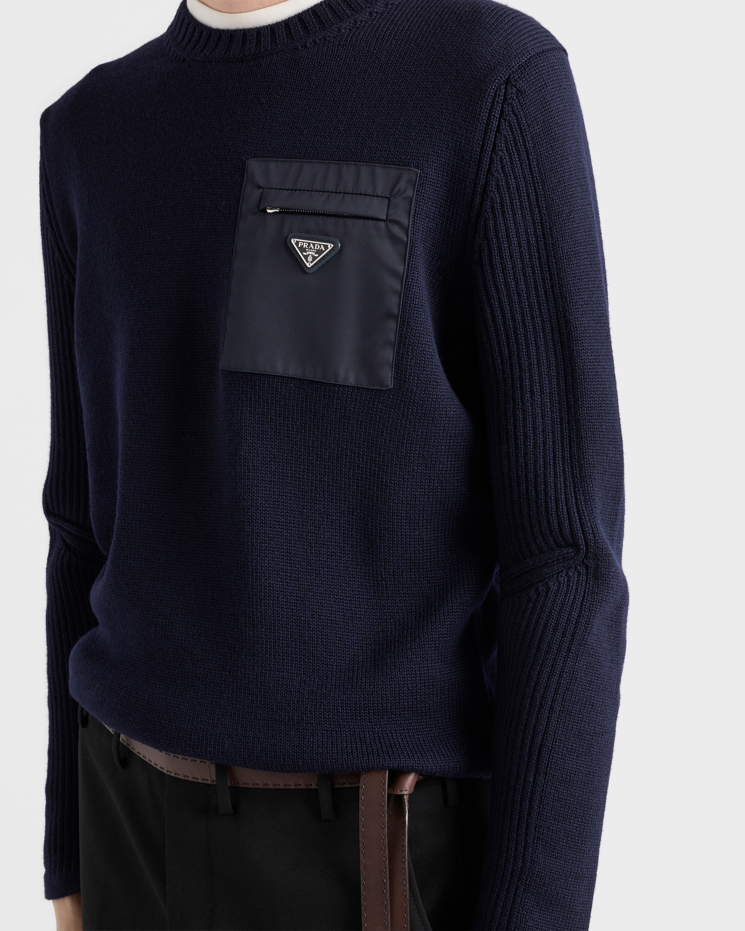 Navy Wool Sweater | PRADA - United States