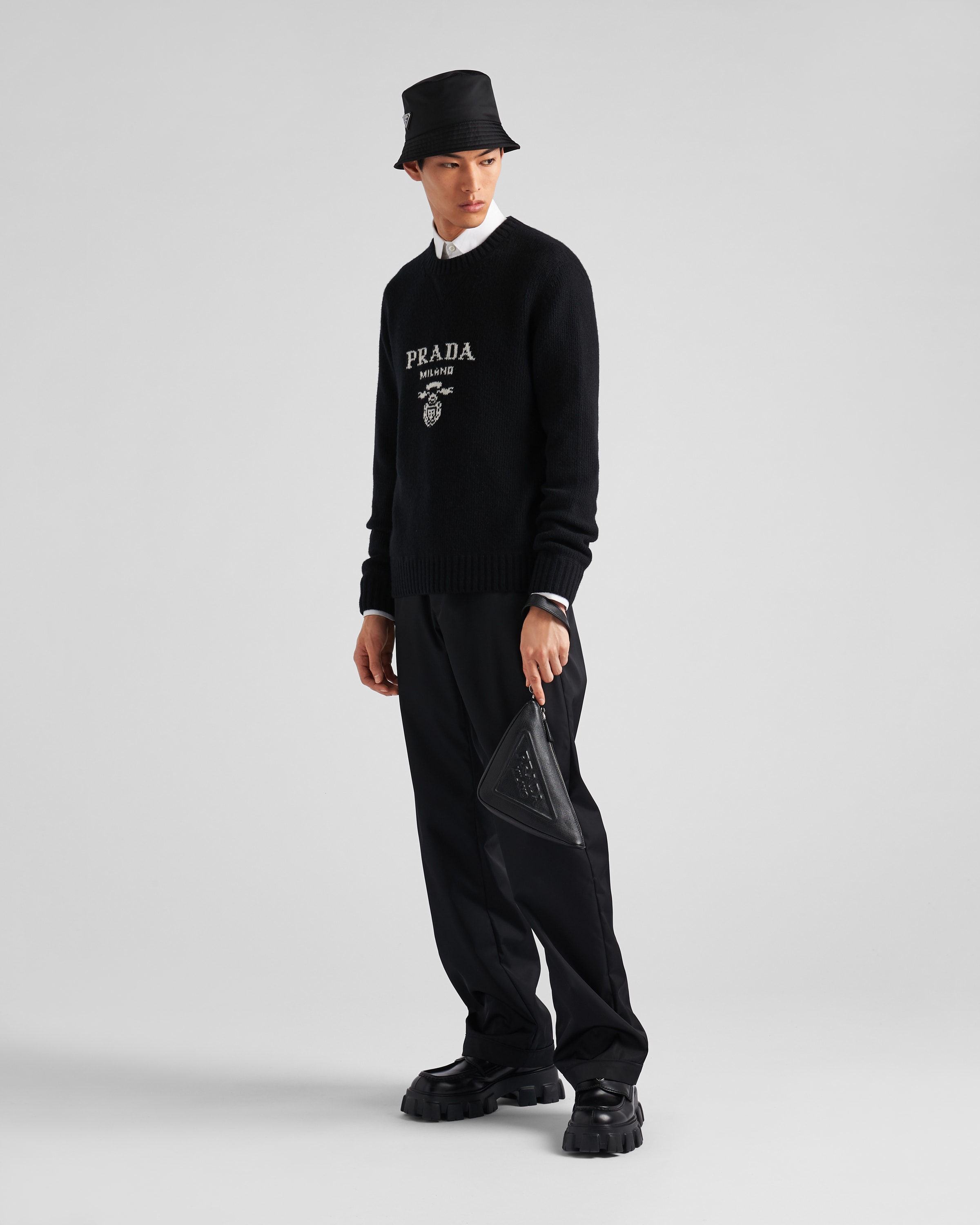 Black Wool and cashmere crew-neck sweater | Prada