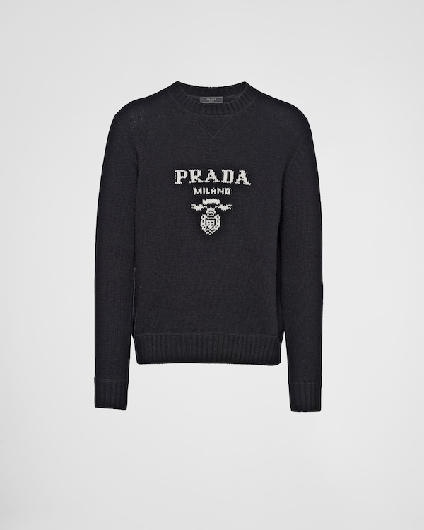 Black Wool and cashmere crew-neck sweater | PRADA