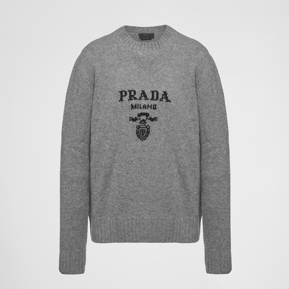 Grey Wool and cashmere crew-neck sweater | Prada