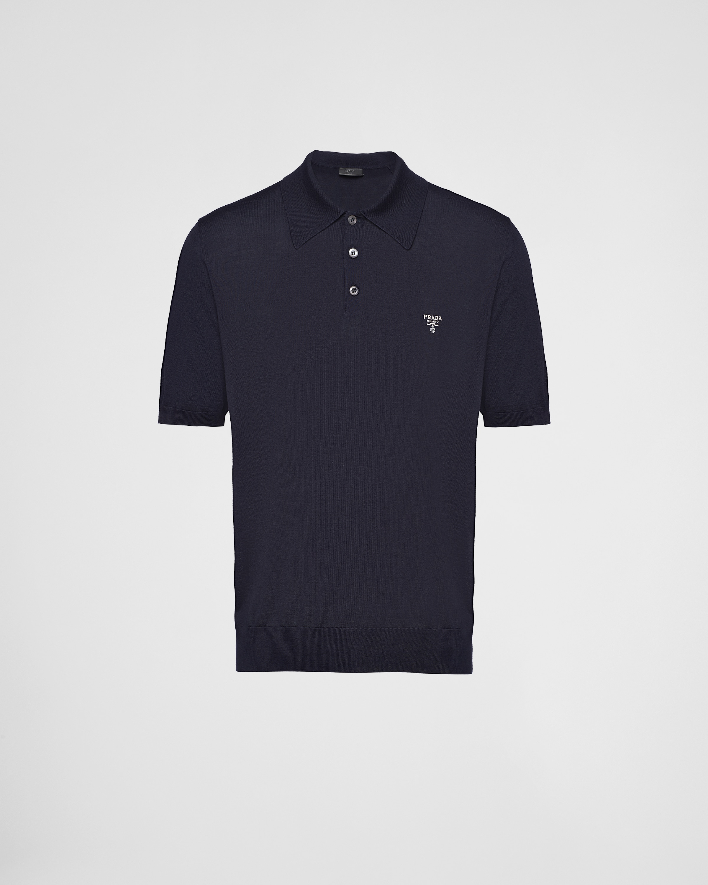 Navy Superfine Wool Polo Shirt PRADA