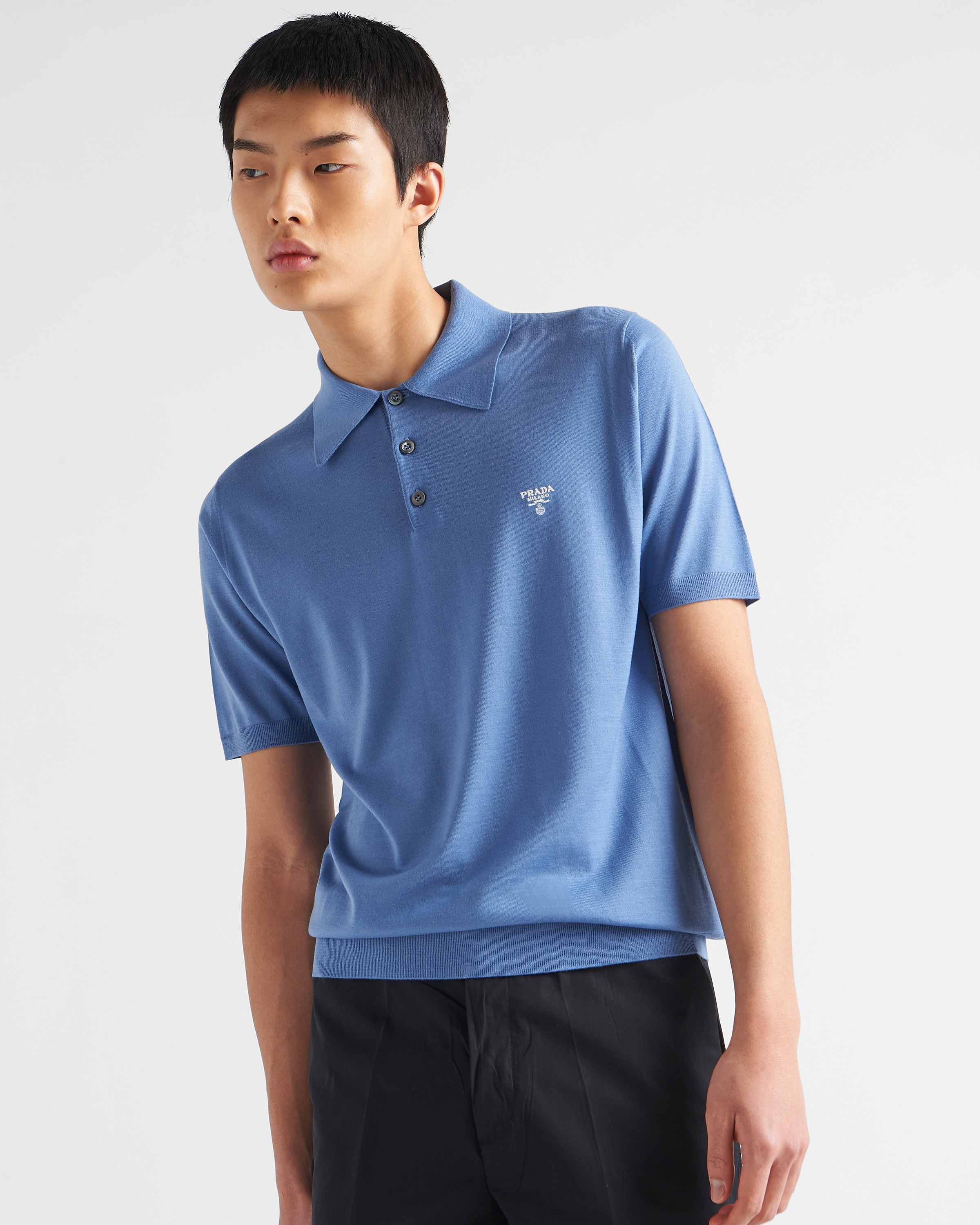 Prada blue shop polo shirt