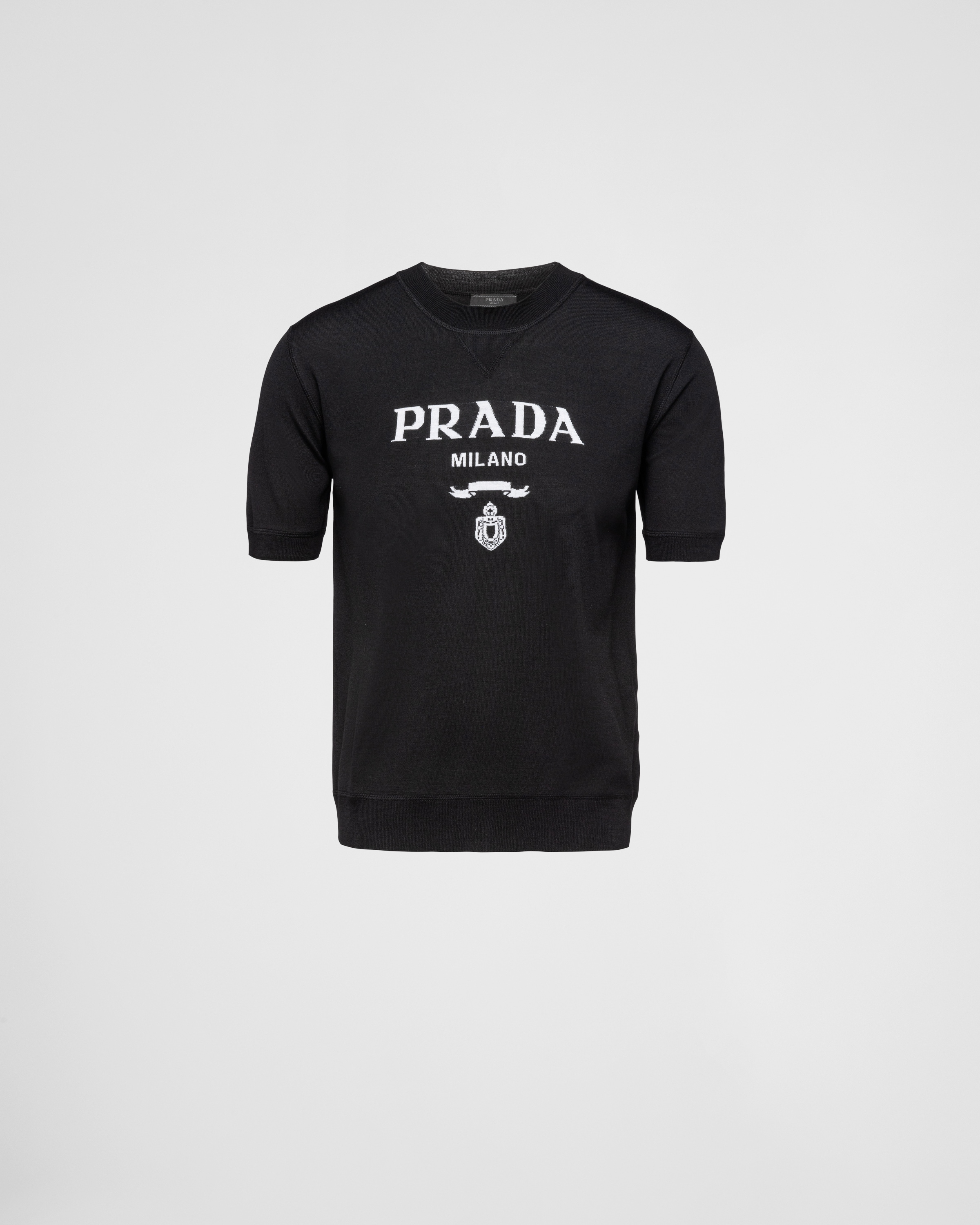 Black Superfine Wool Crew-neck Sweater | PRADA