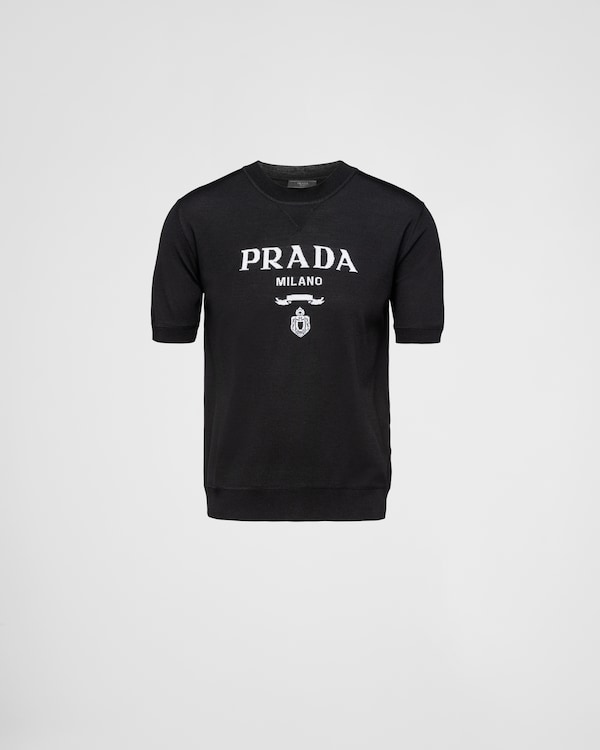 ブラック ウールxカシミヤ クルーネック セーター | PRADA