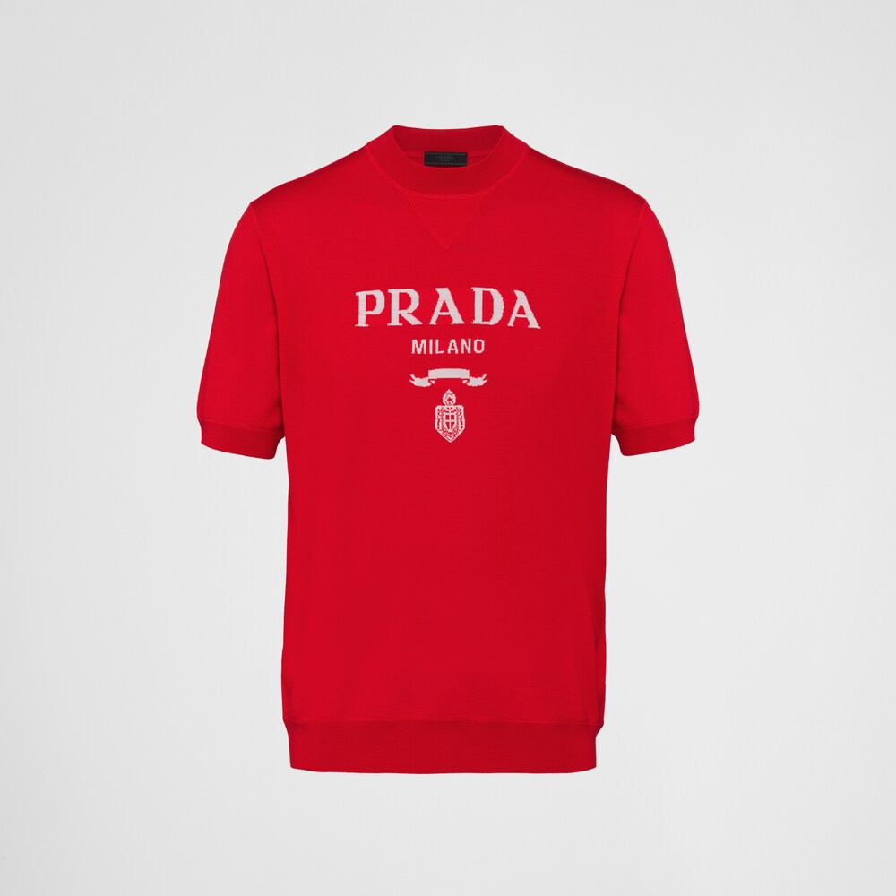 Prada كنزة بياقة دائرية من صوف فائق الجودة 1