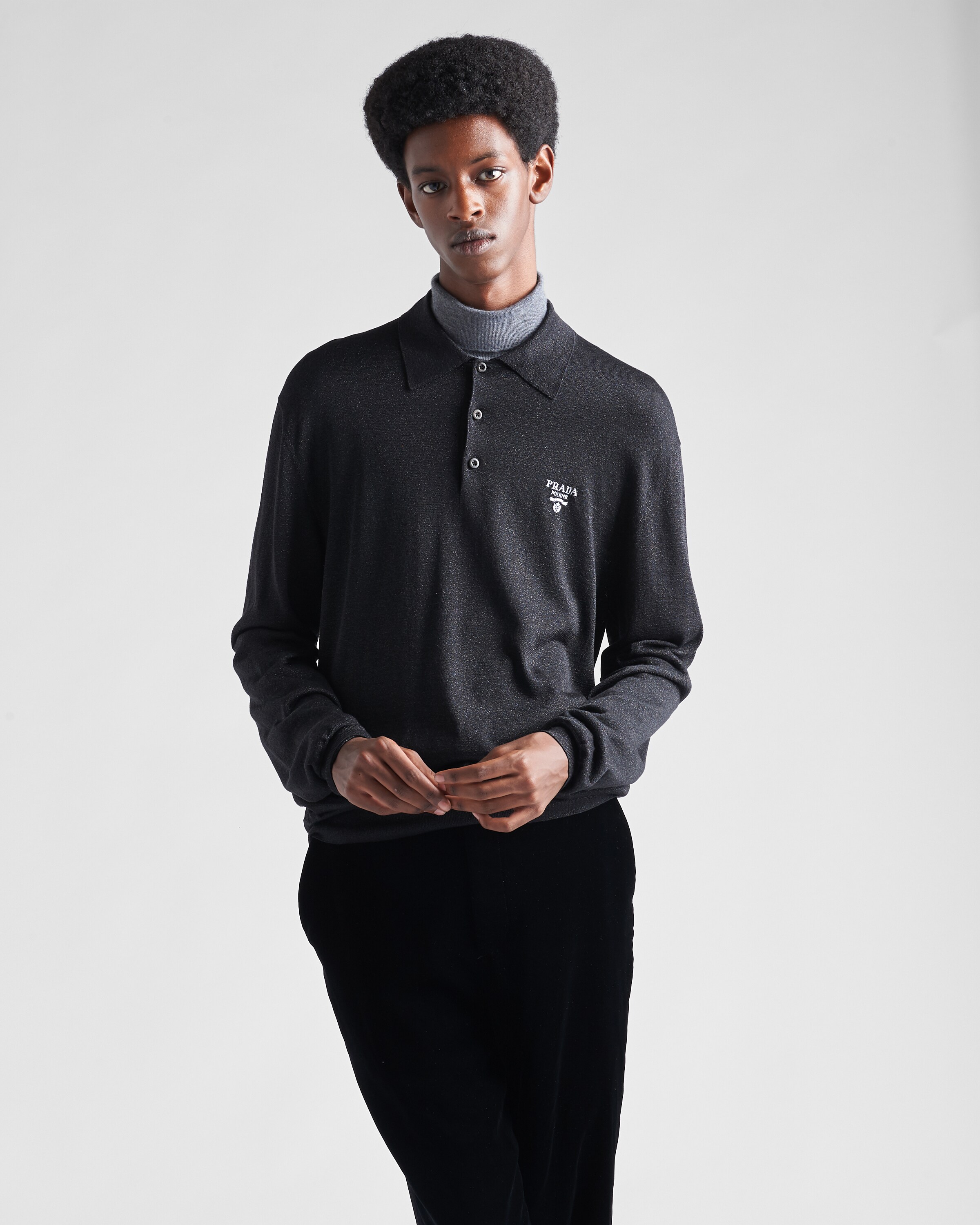Black Silk polo shirt Prada