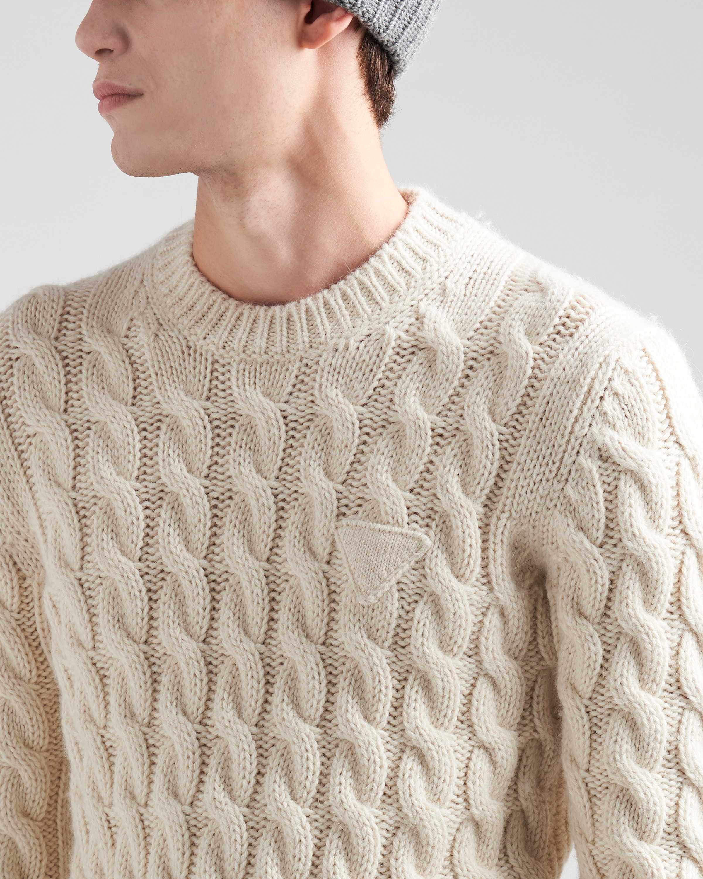 White Alpaca cable-knit sweater | Prada