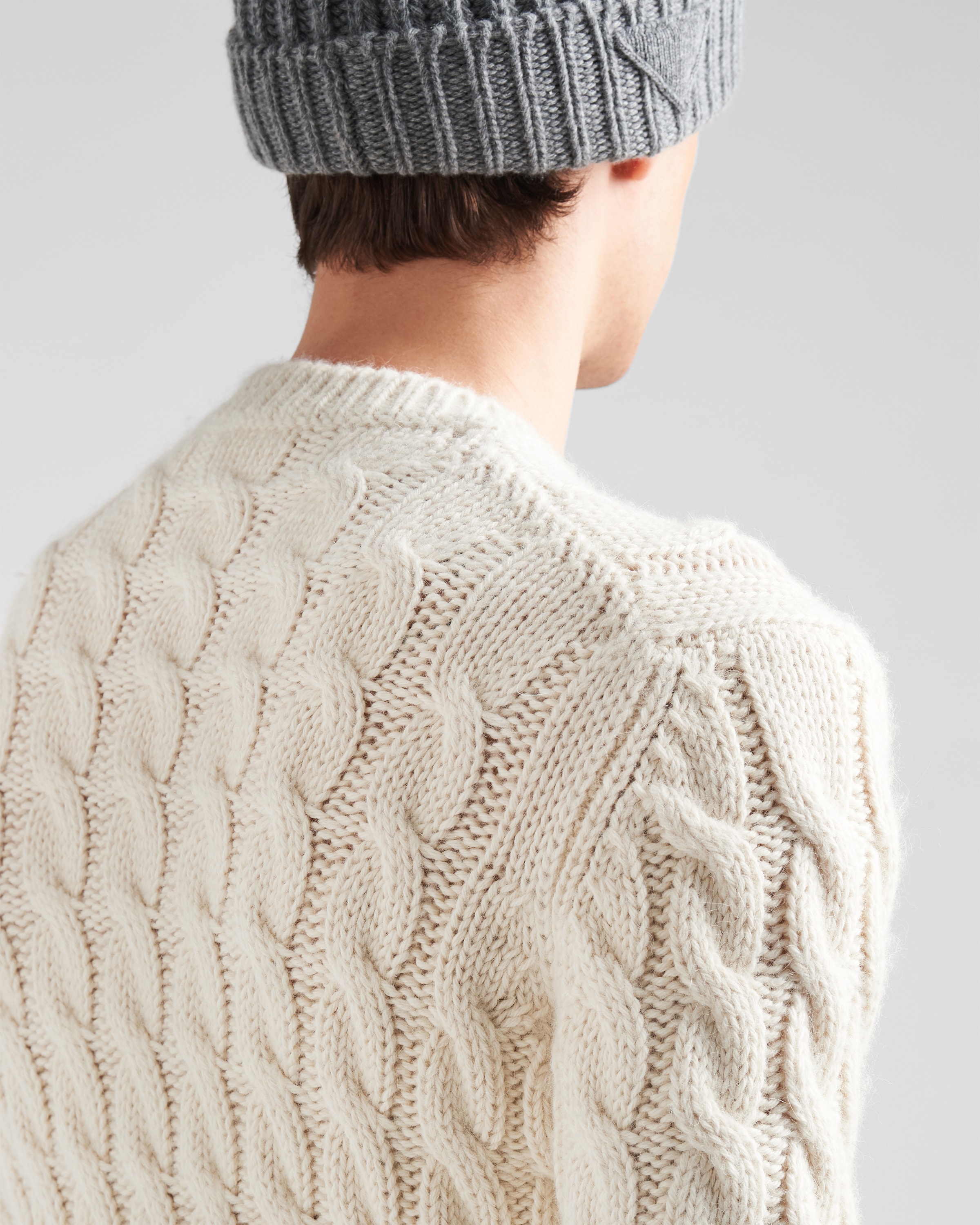 White Alpaca cable-knit sweater | Prada
