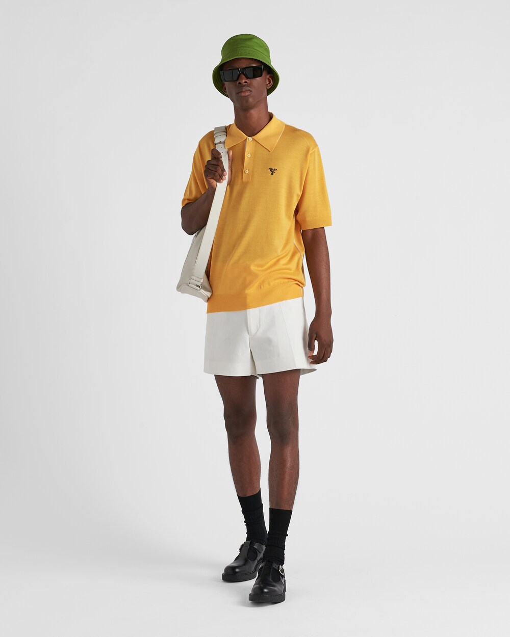 Yellow Wool and cashmere polo shirt | Prada