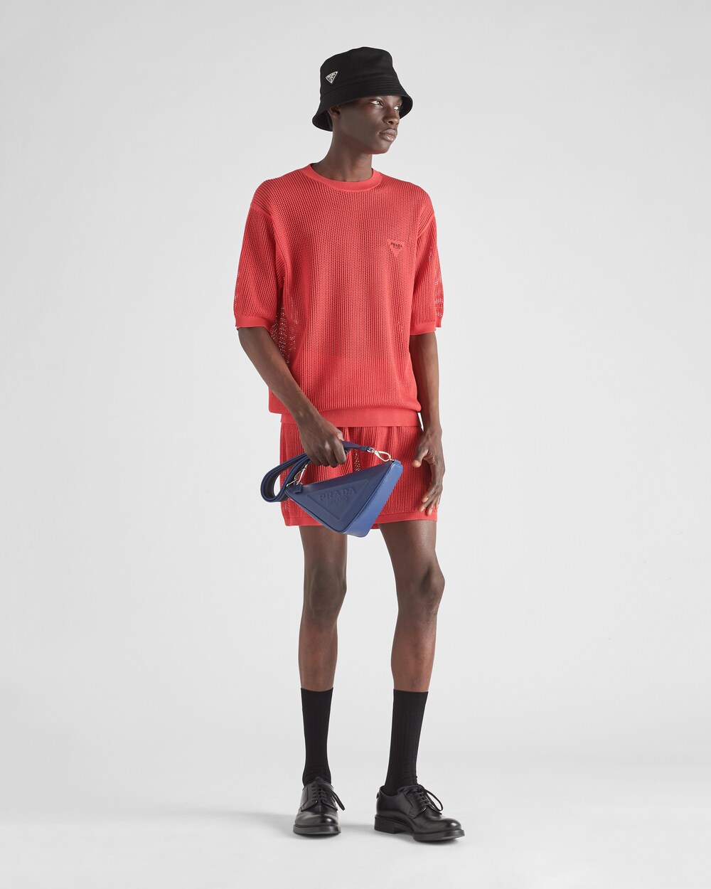 Red Silk and cotton mesh knit sweater 