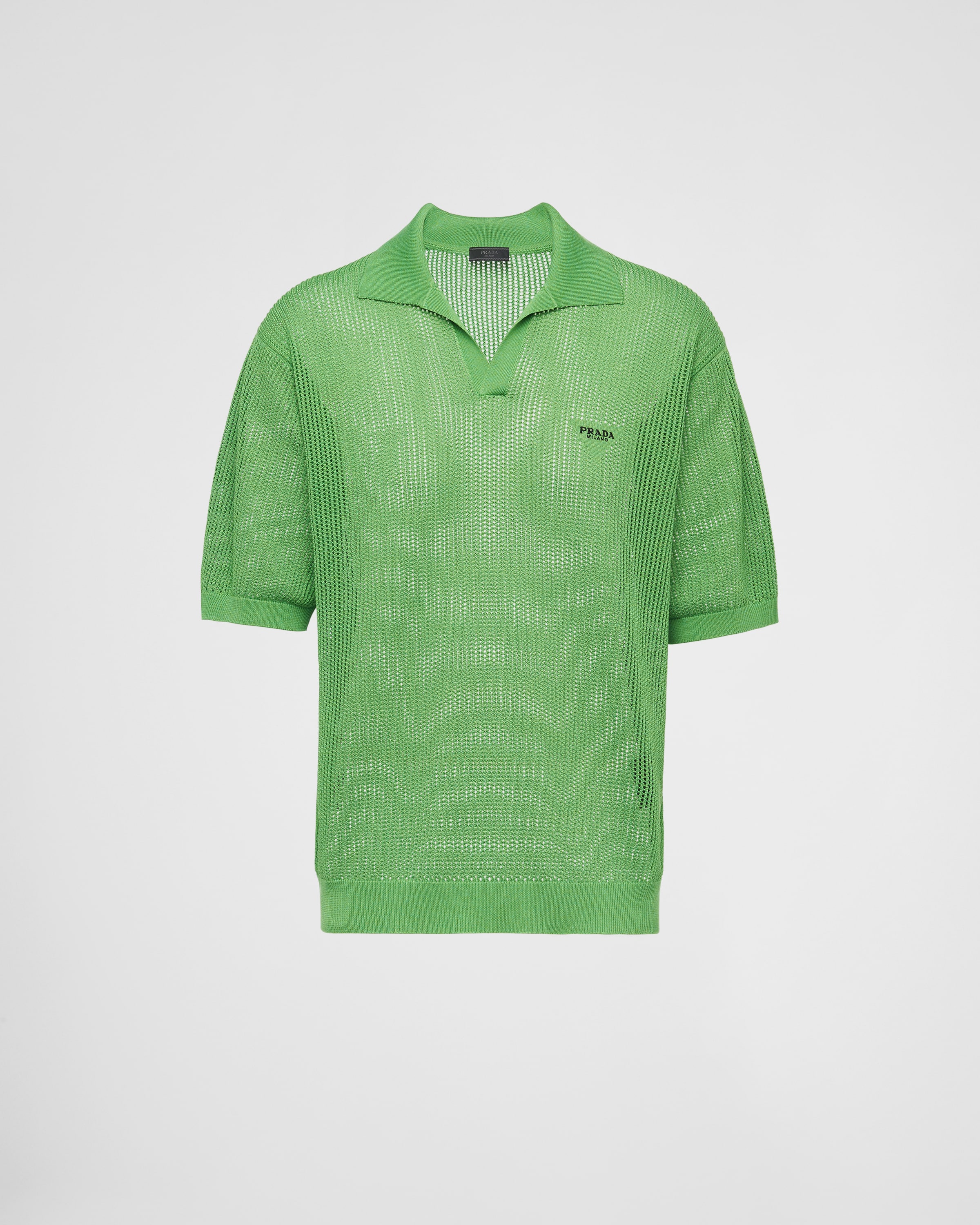 Green Cotton and silk polo shirt | Prada