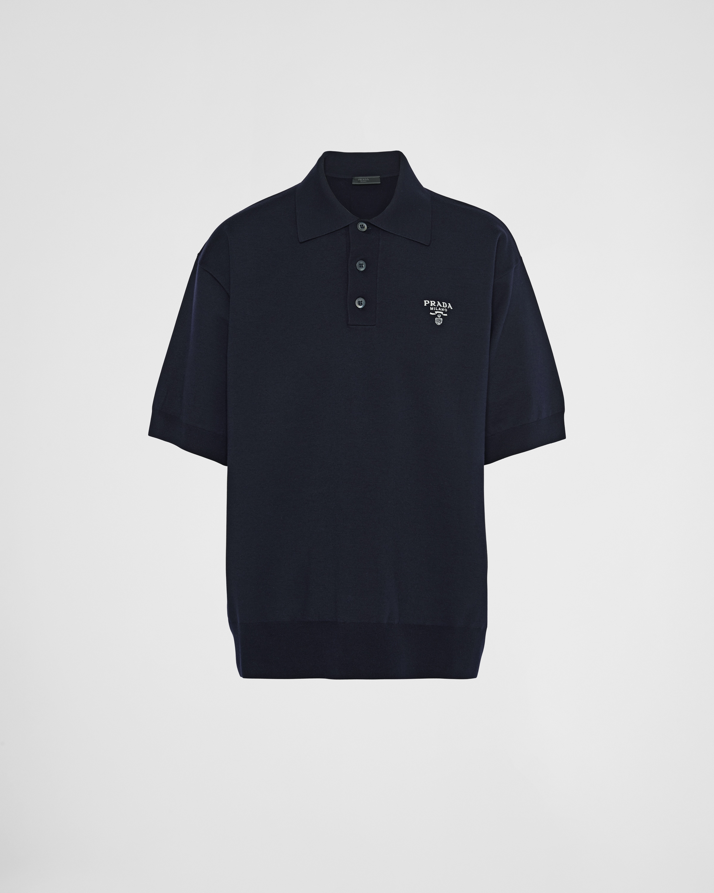 Navy Wool Polo Shirt | PRADA