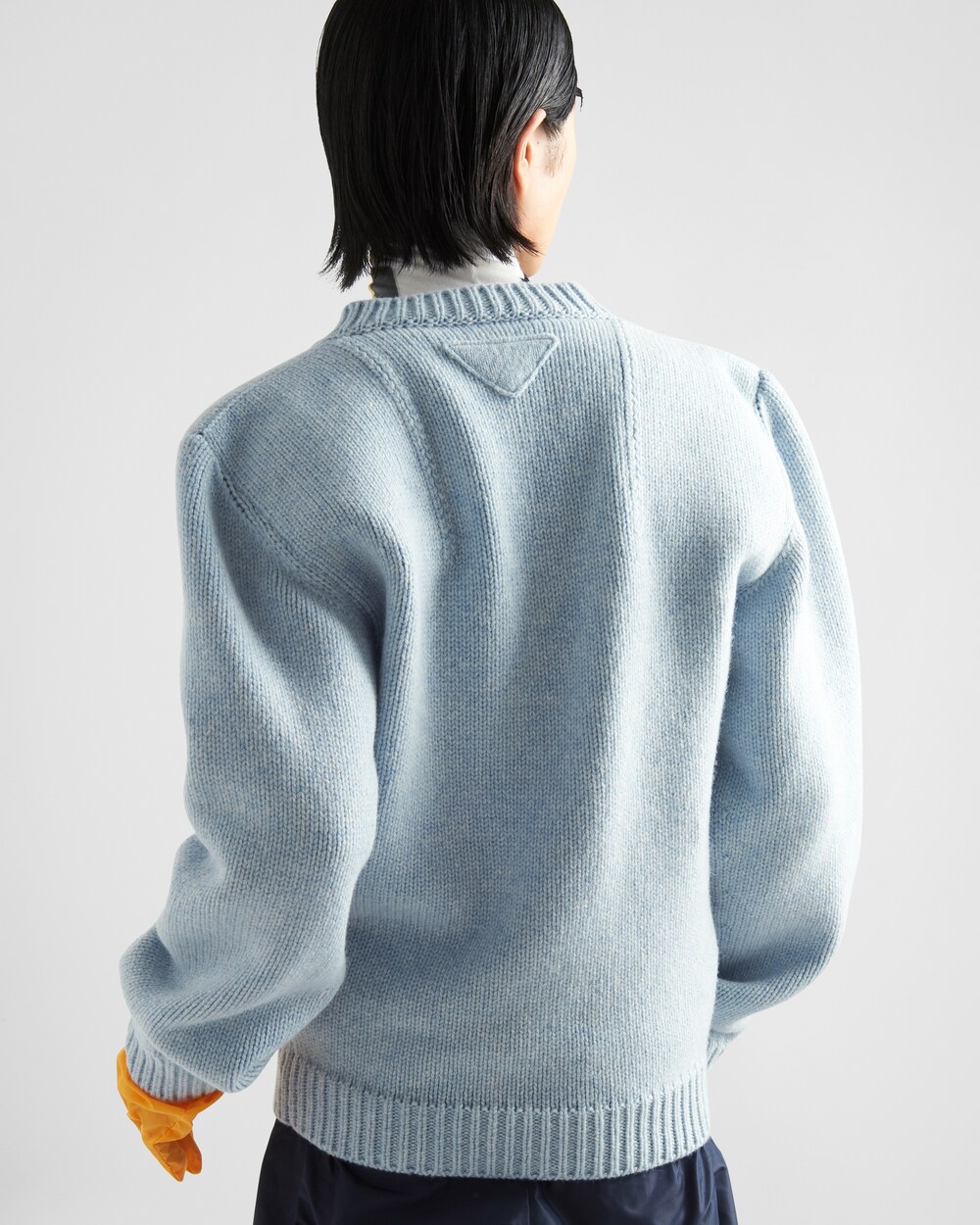 State progressive analysis Navy Shetland wool V-neck sweater | Prada