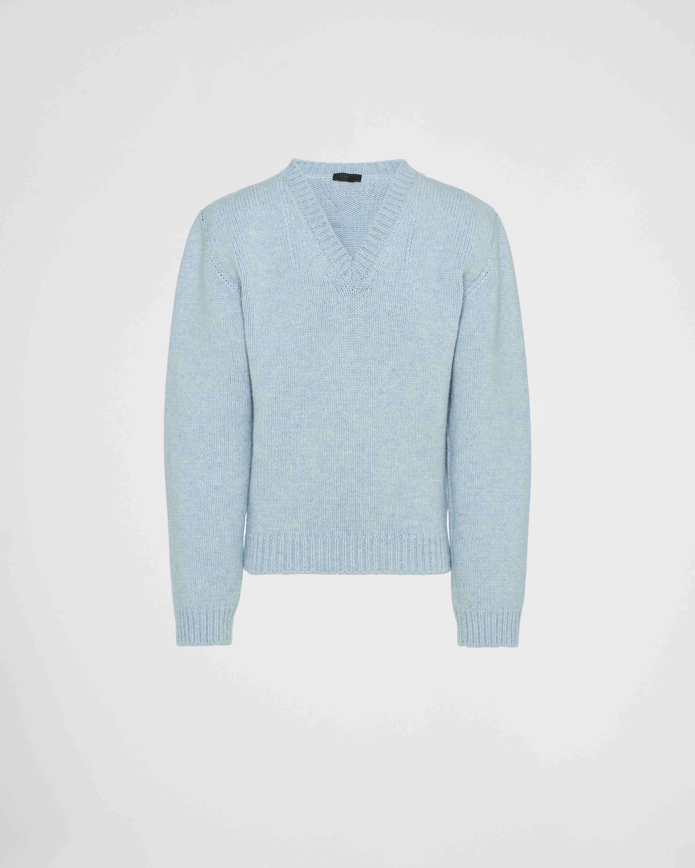 Navy Shetland wool V-neck sweater | Prada