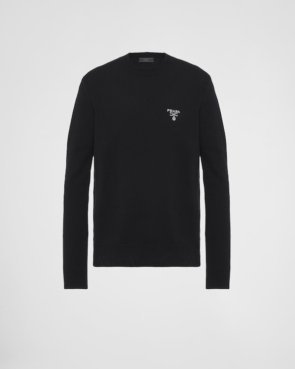 ニット・セーター PRADA Men Sweater UMC096S1921UPF F0002 BLACK 正規店買付【PRADA】ロゴポケット ブラック ウール セーター