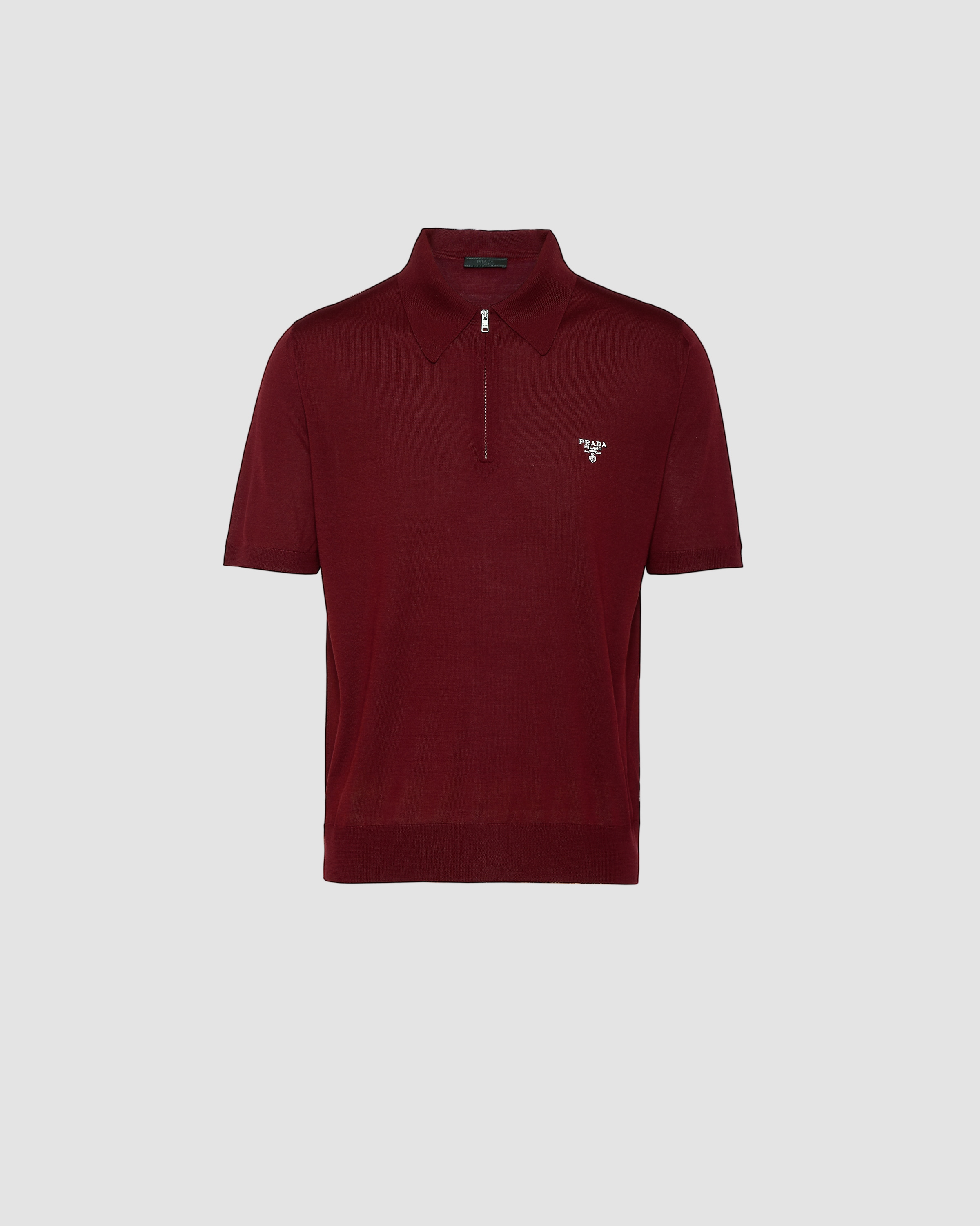 Burgundy Superfine Wool Polo Shirt PRADA
