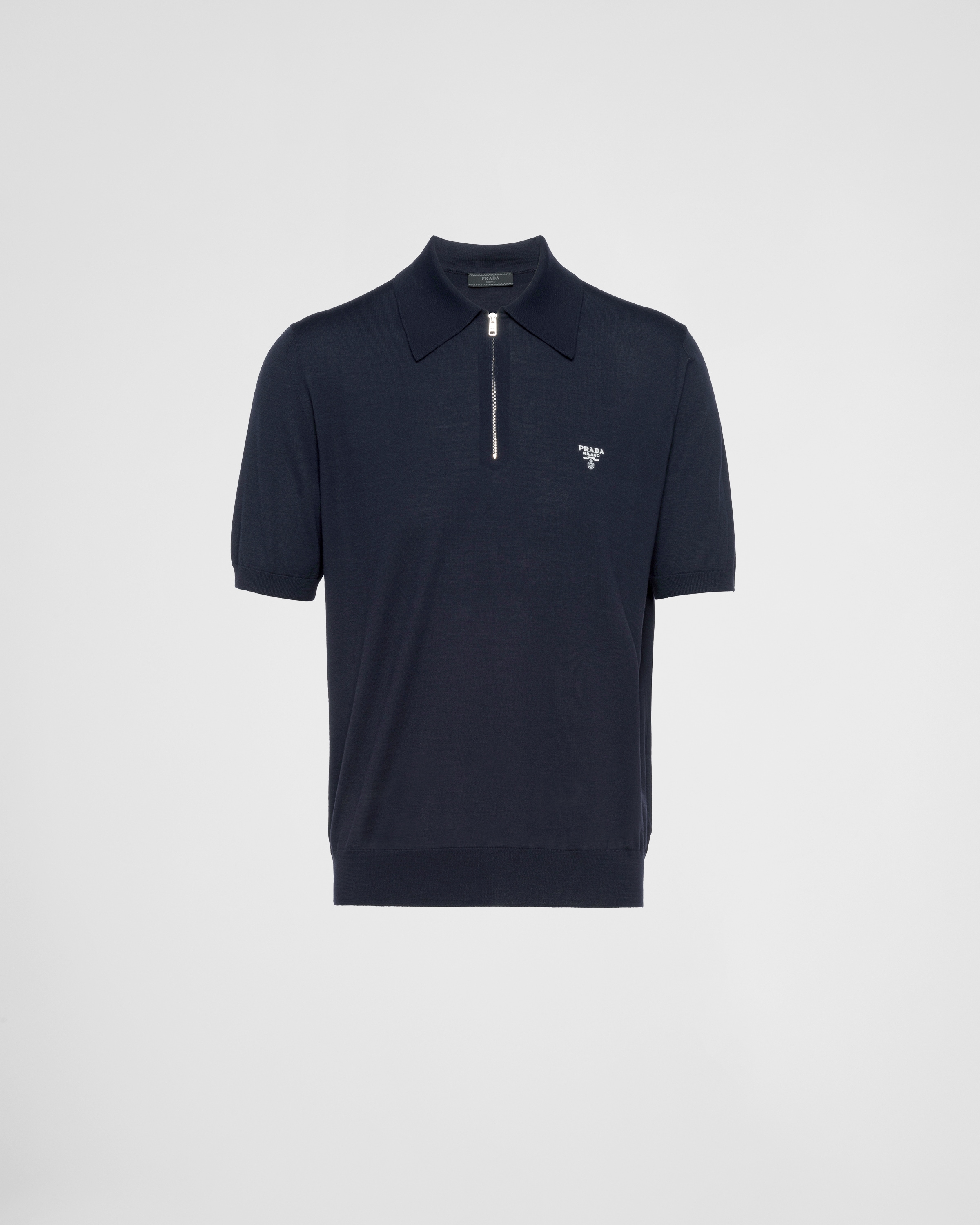 Blue Superfine Wool Polo Shirt PRADA