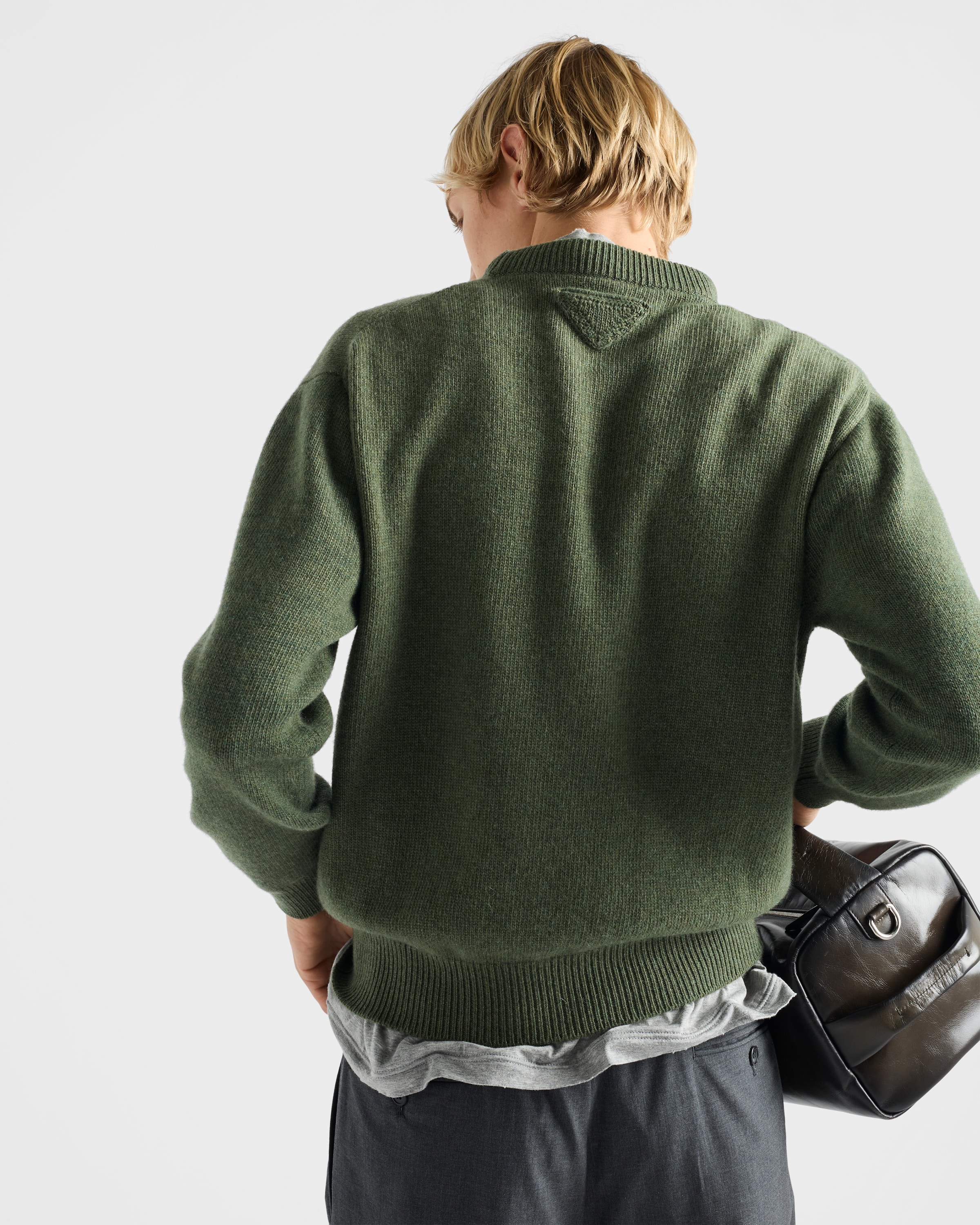 Forest Green Re-cashmere Crew-neck Sweater | PRADA - United States