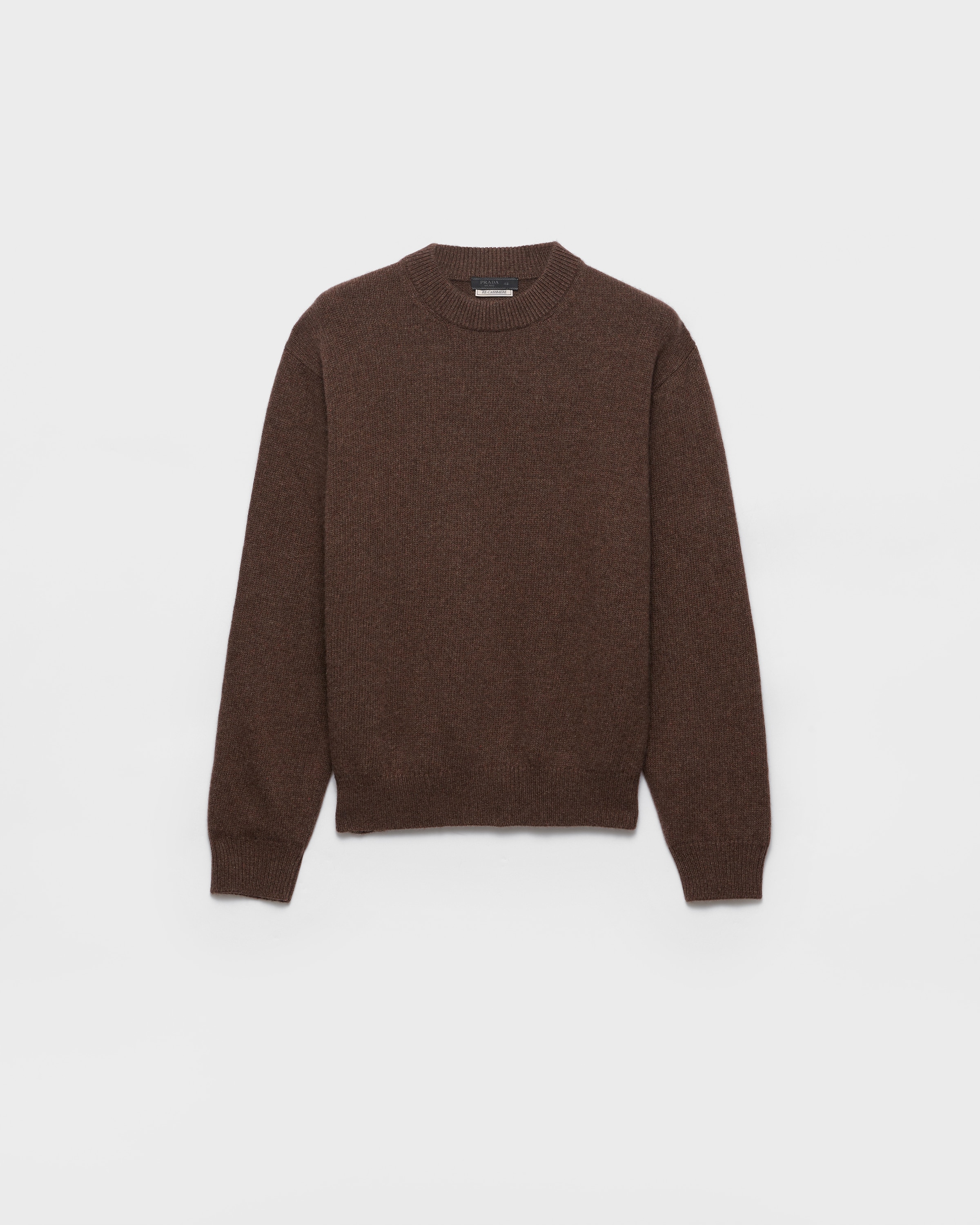 Cocoa Brown Re-cashmere Crew-neck Sweater | PRADA - Japan Cocoa Brown Re-cashmere Crew-neck Sweater | PRADA - Japan