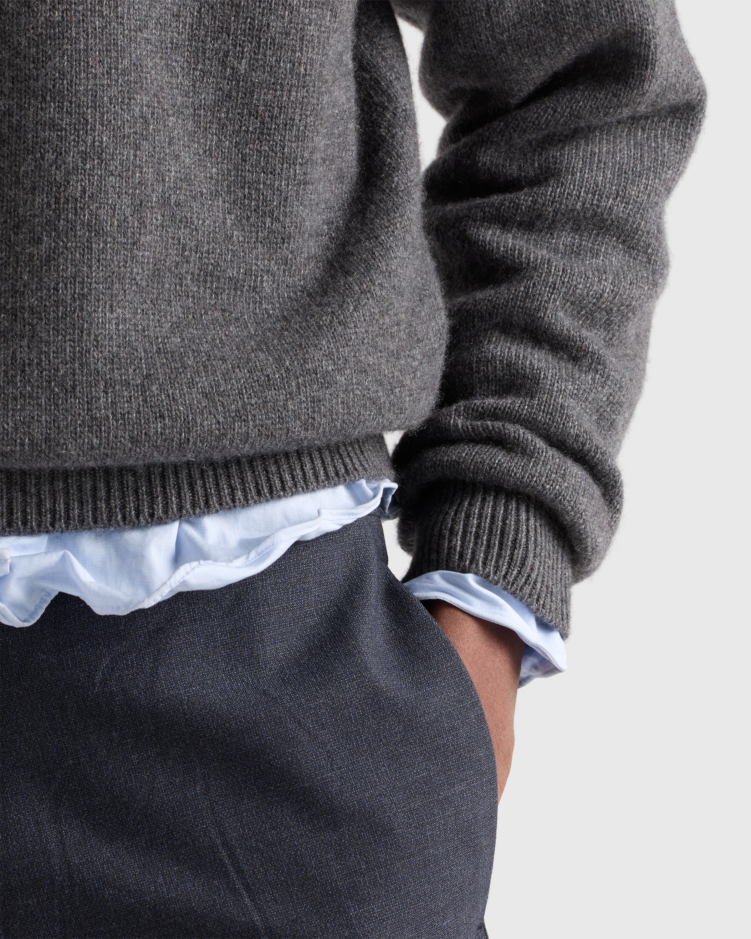 Prada Re-cashmere Crew-neck Sweater In Slate Gray