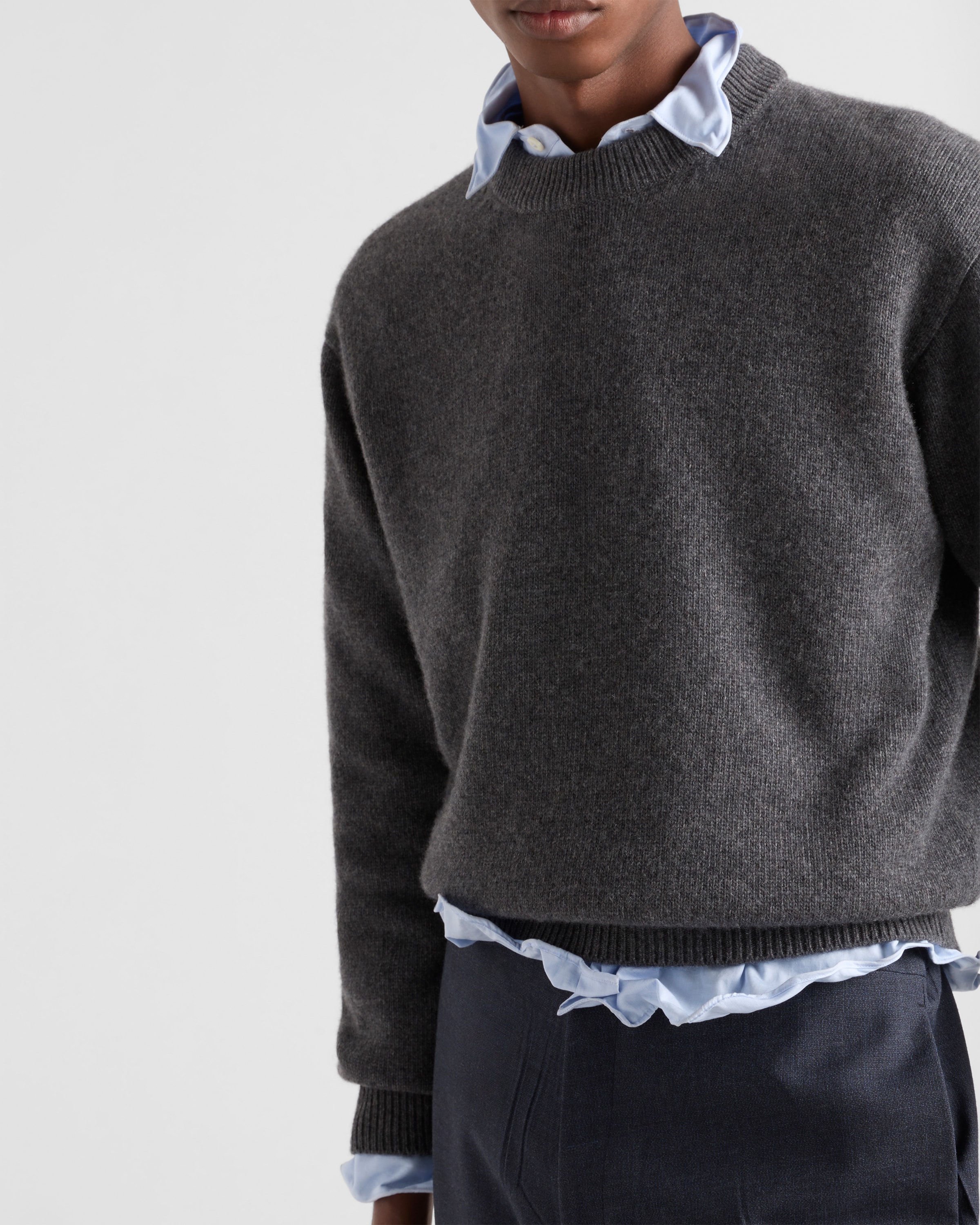 Prada Re-cashmere Crew-neck Sweater In Slate Gray