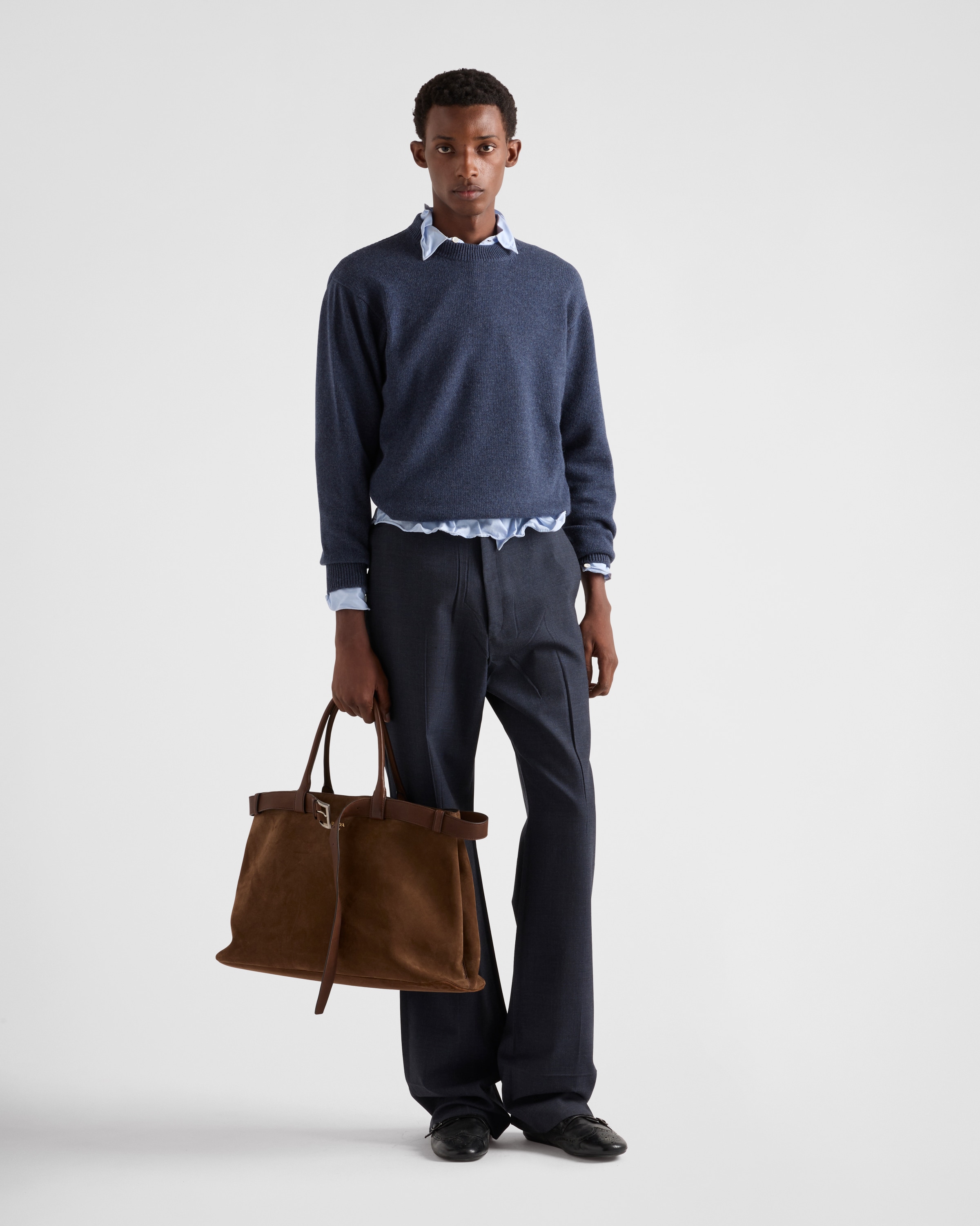 PRADA★Re-Cashmere クルーネック セーター インディゴブルー Re-Cashmere クルーネック セーター | PRADA
