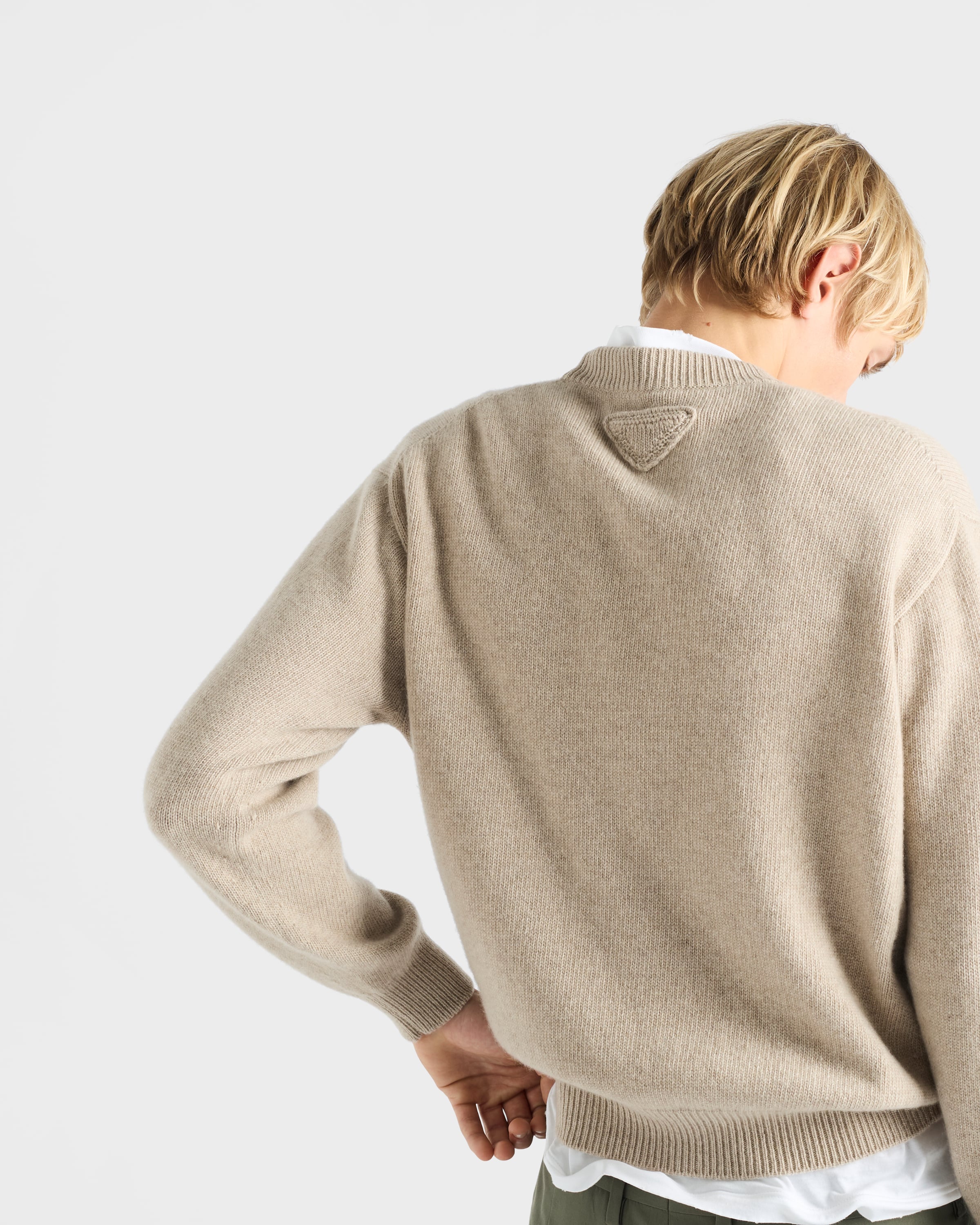 PANDA fdom ベージュニット ブラック カシミア混 モックネックプルオーバーニット ベージュ