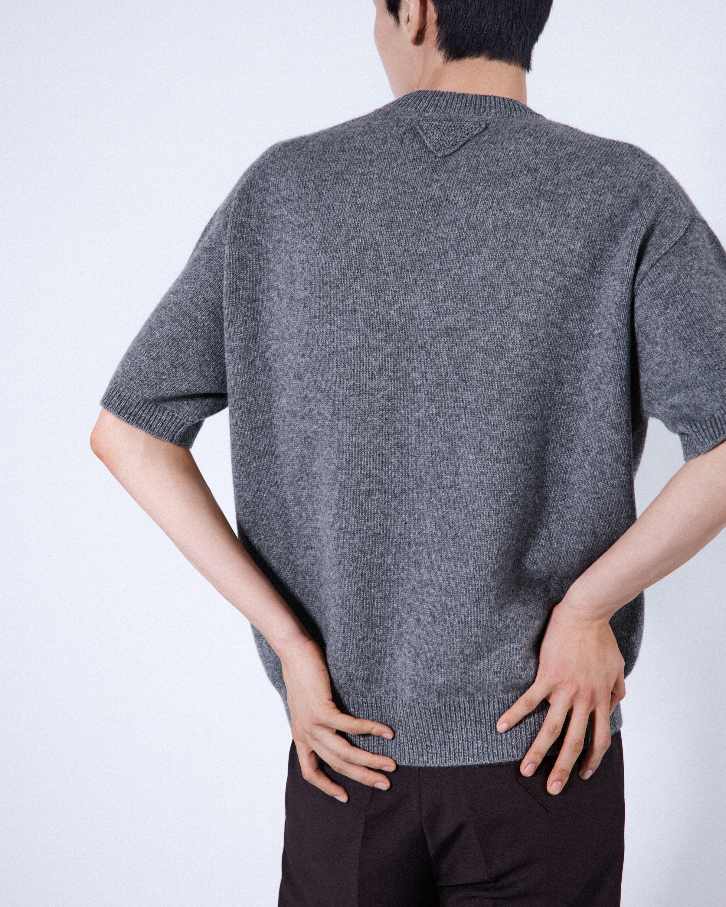 PRADA★半袖ニット★38 ダークグレー Re-cashmere 半袖セーター | PRADA