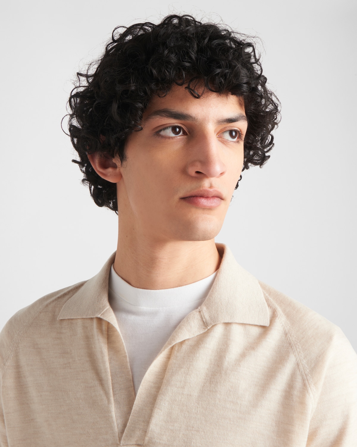 Albino White Cashmere Polo Shirt PRADA