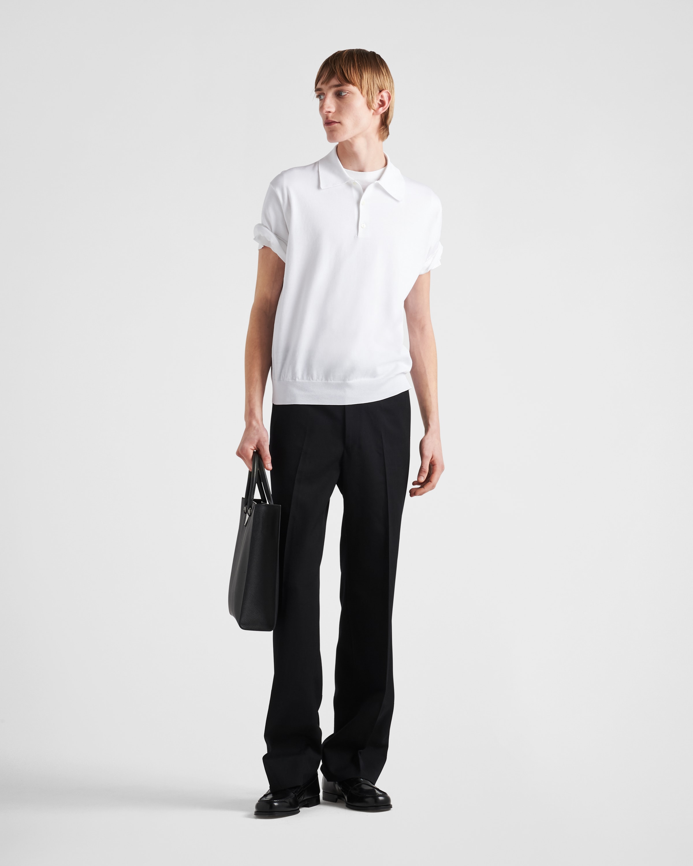 White Cotton Polo Shirt PRADA