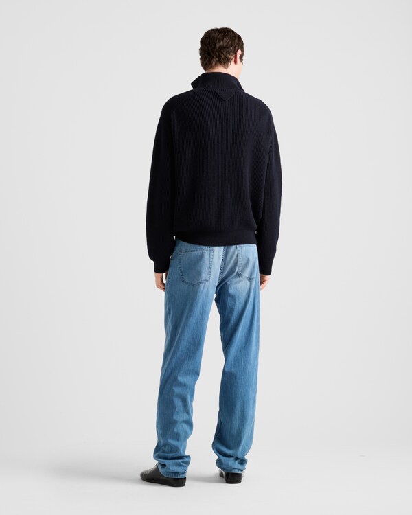 Oversized cashmere polo sweater - Navy Oversized cashmere polo sweater - Navy