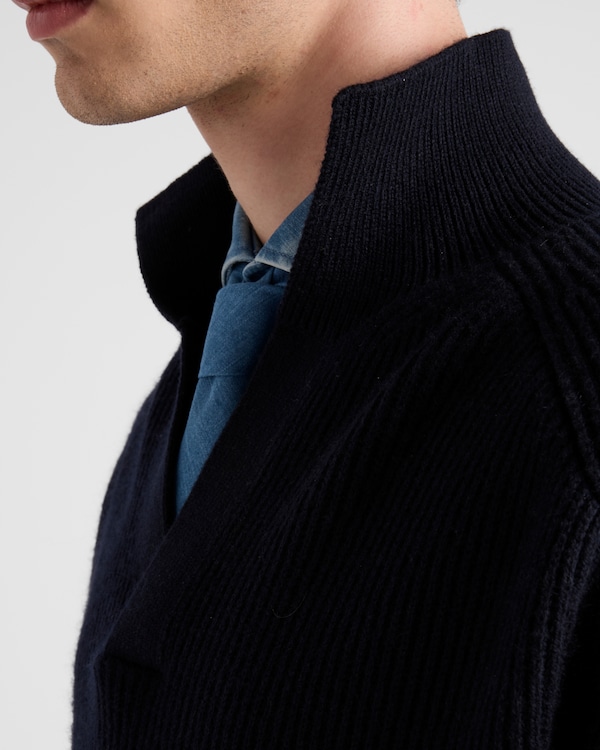 Oversized cashmere polo sweater - Navy Oversized cashmere polo sweater - Navy