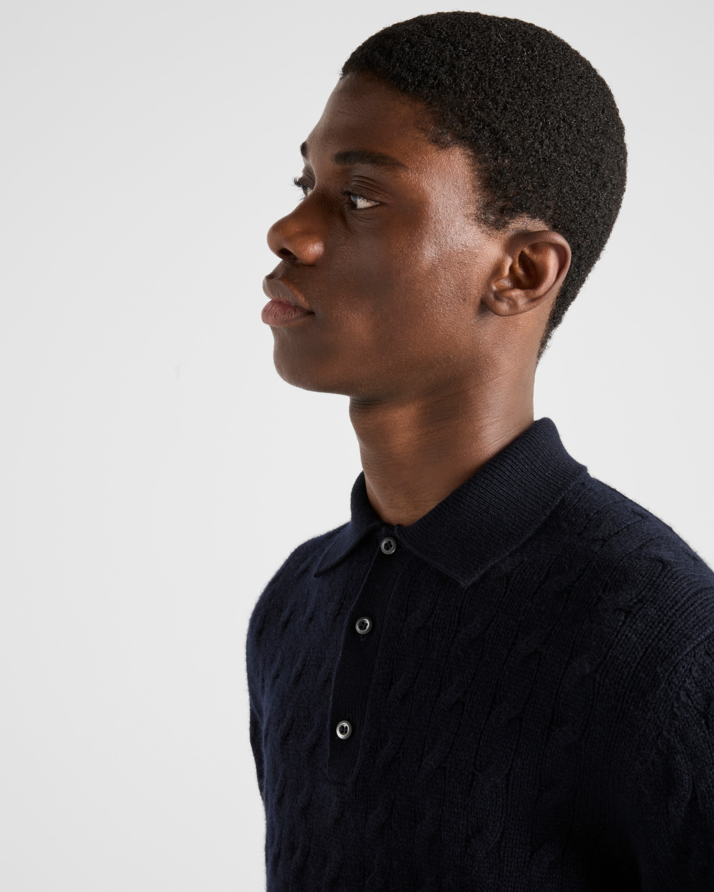 Navy Cashmere polo shirt | PRADA