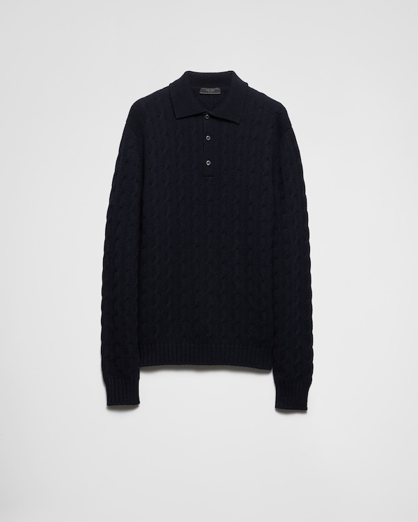 Navy Oversized cashmere polo sweater | PRADA