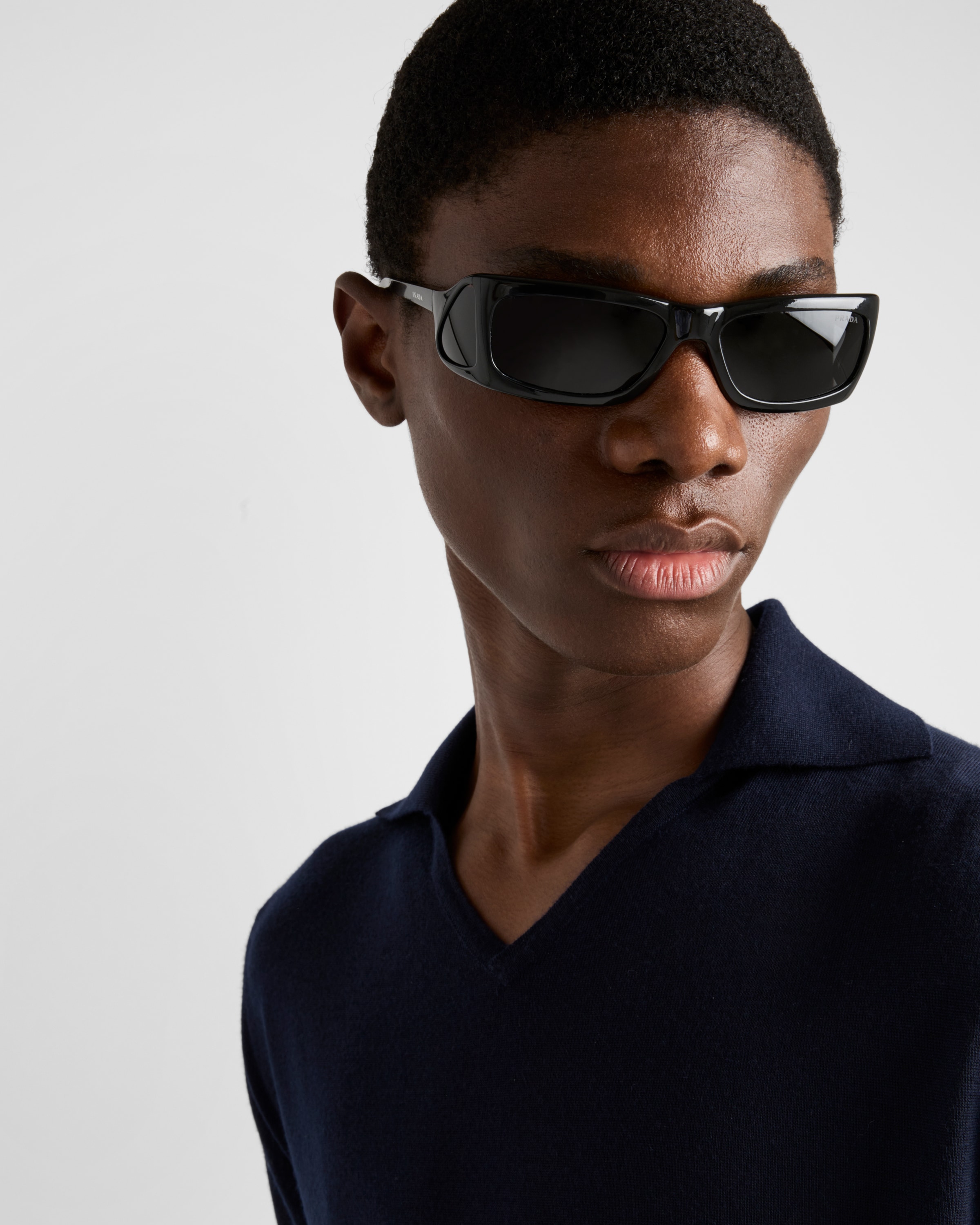 プラダ Prada Cashmere Polo Navy Cashmere Polo Shirt | PRADA