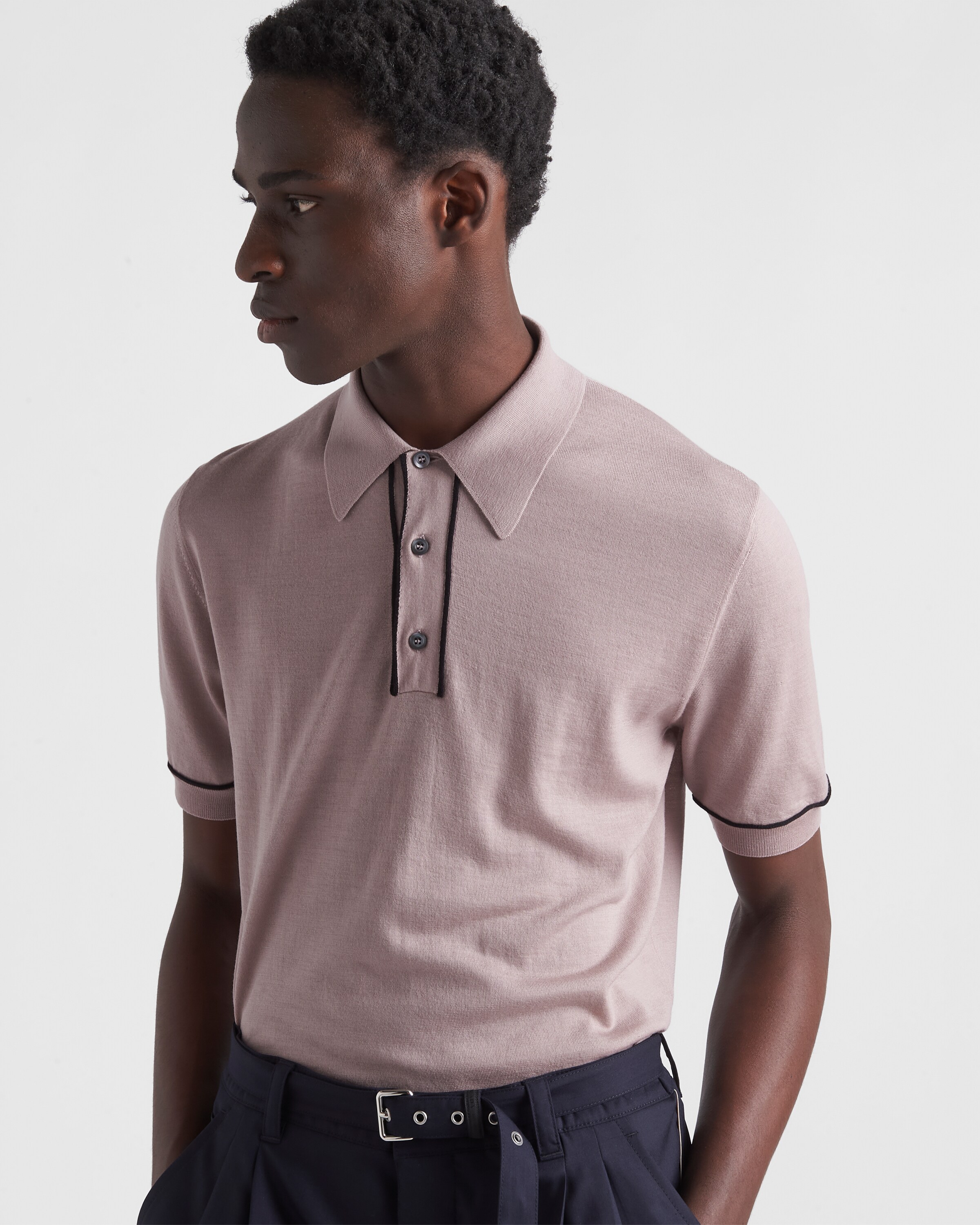 Shop Prada Wool Polo Shirt In Antique