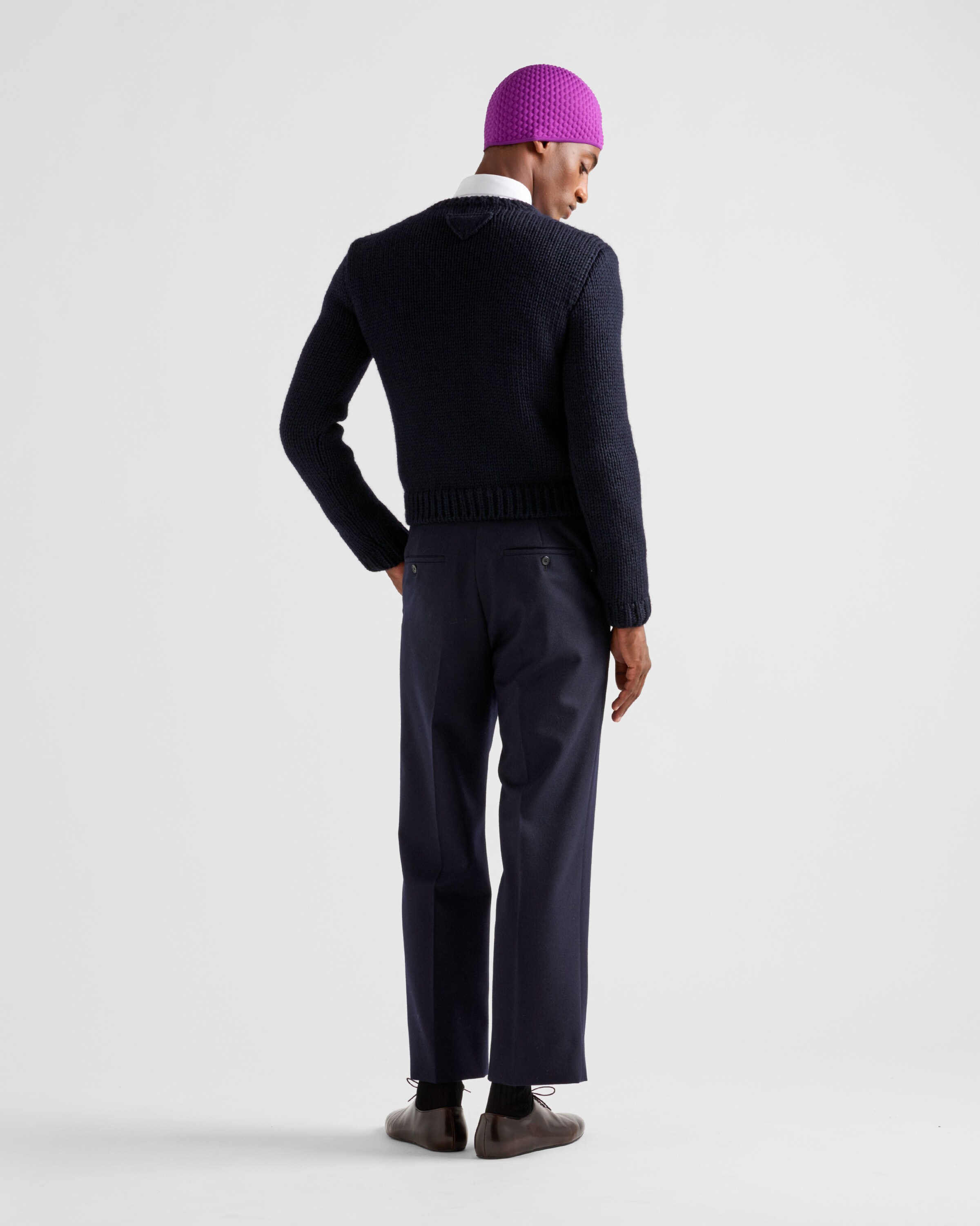 Navy Wool crew-neck sweater | PRADA