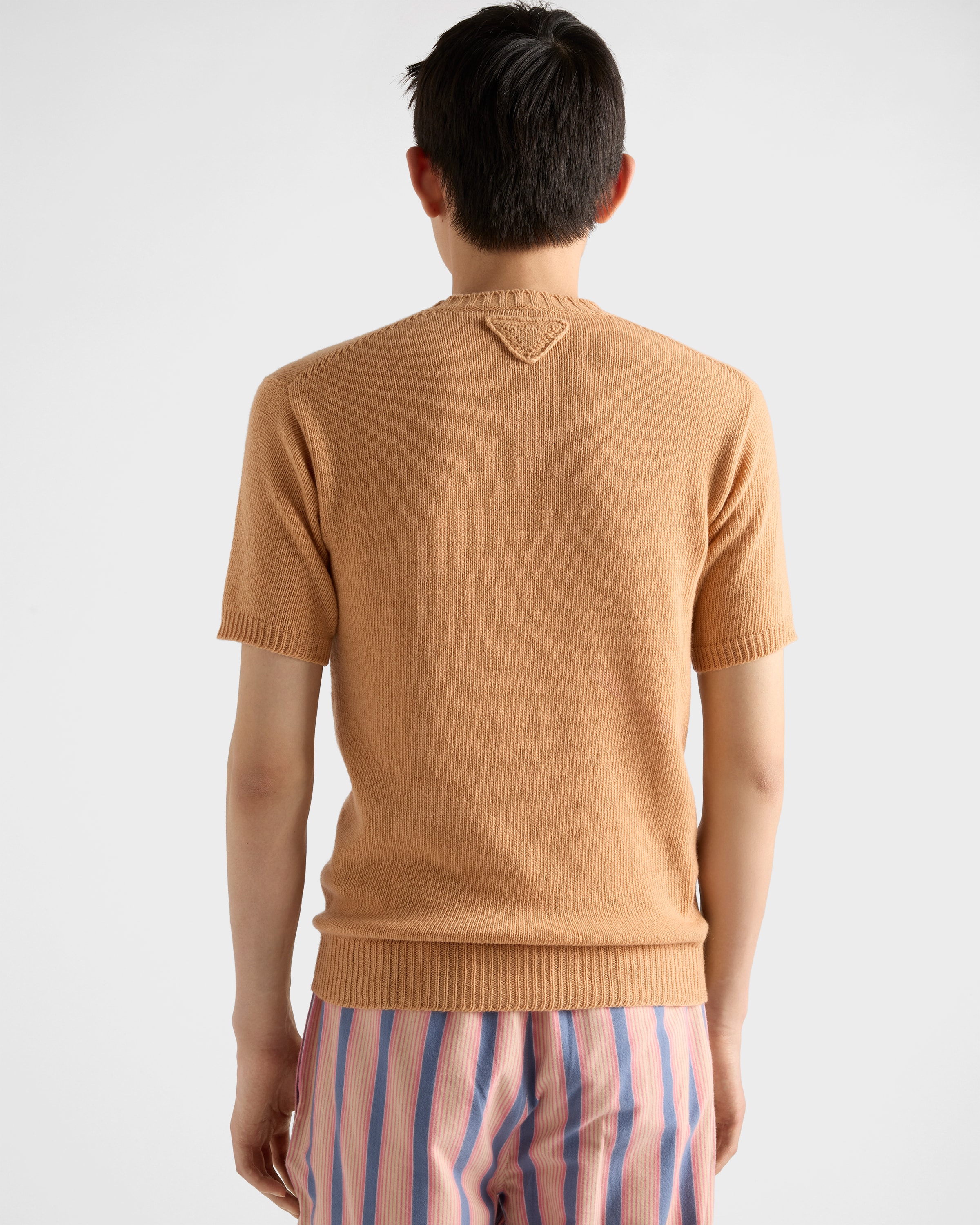 Short-sleeved wool and cashmere sweater