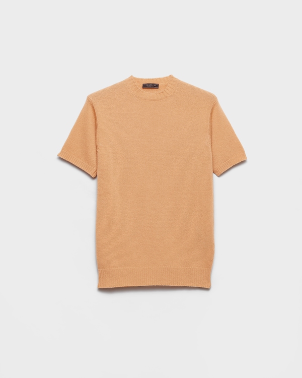 Navy Short-sleeved cashmere sweater | PRADA