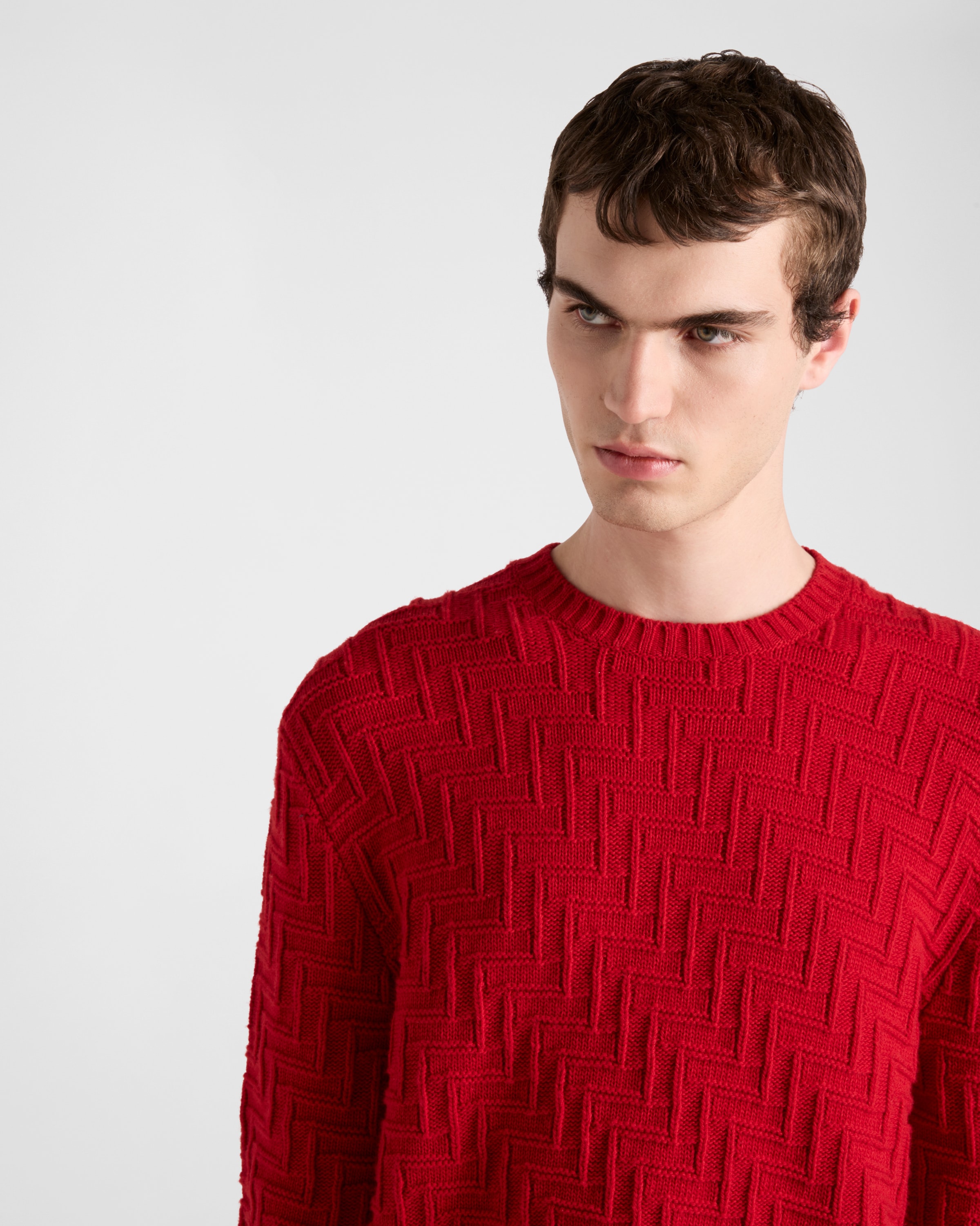 Red Wool And Cashmere Crew neck Sweater PRADA