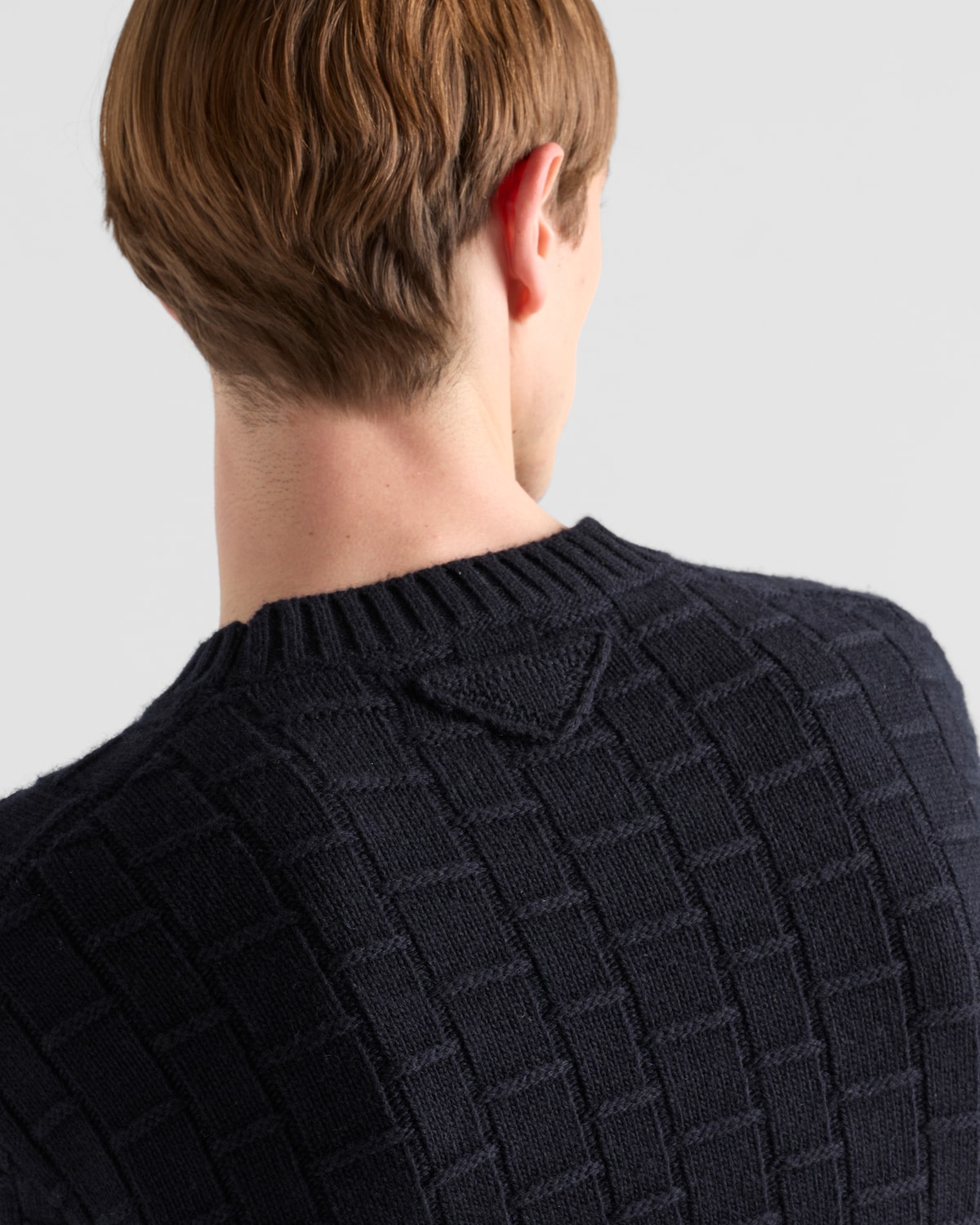 Prada Women Navy Blue Cashmere See-Through Sweater