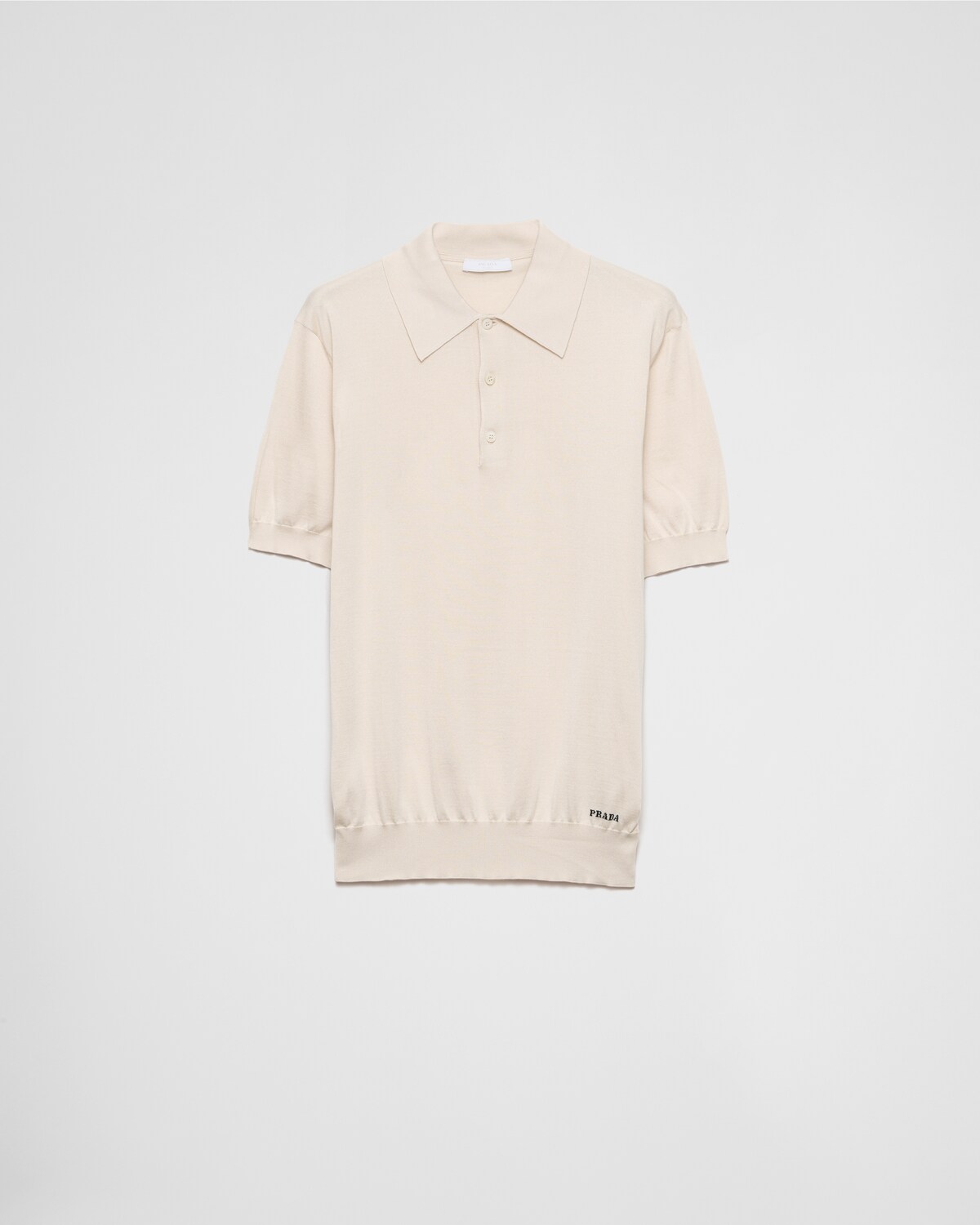 Prada Men Ivory Silk Blend Polo Shirt main image 1