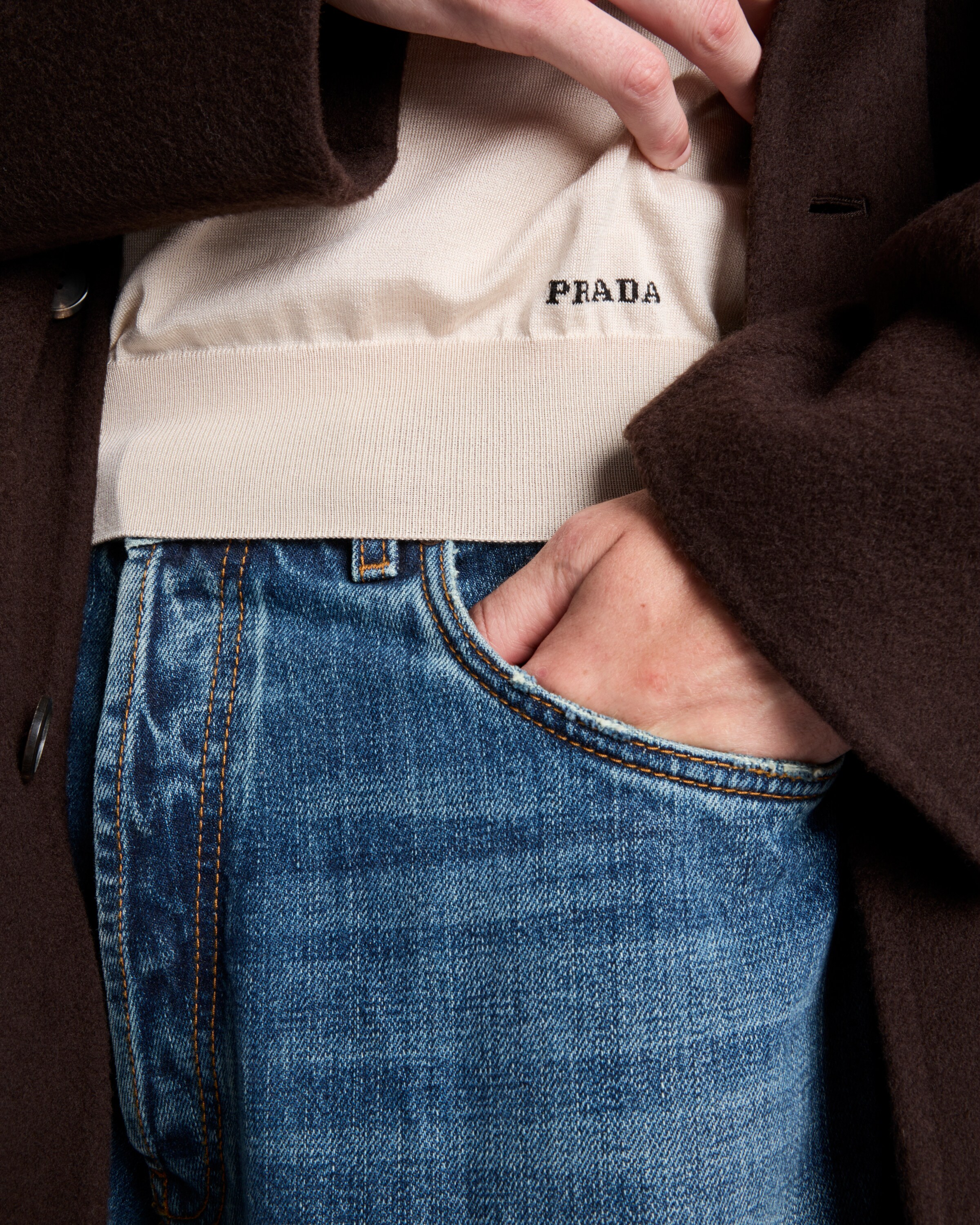 PRADA シルク Vネックセーター ナチュラル シルク Vネックセーター | PRADA