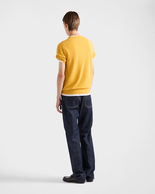 Short-sleeved cotton sweater - Mustard Short-sleeved cotton sweater - Mustard