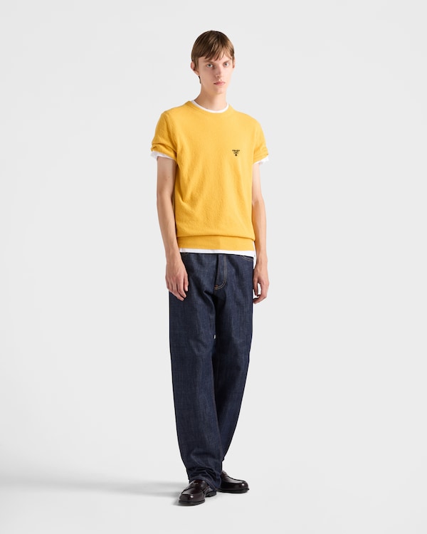 Short-sleeved cotton sweater - Mustard Short-sleeved cotton sweater - Mustard