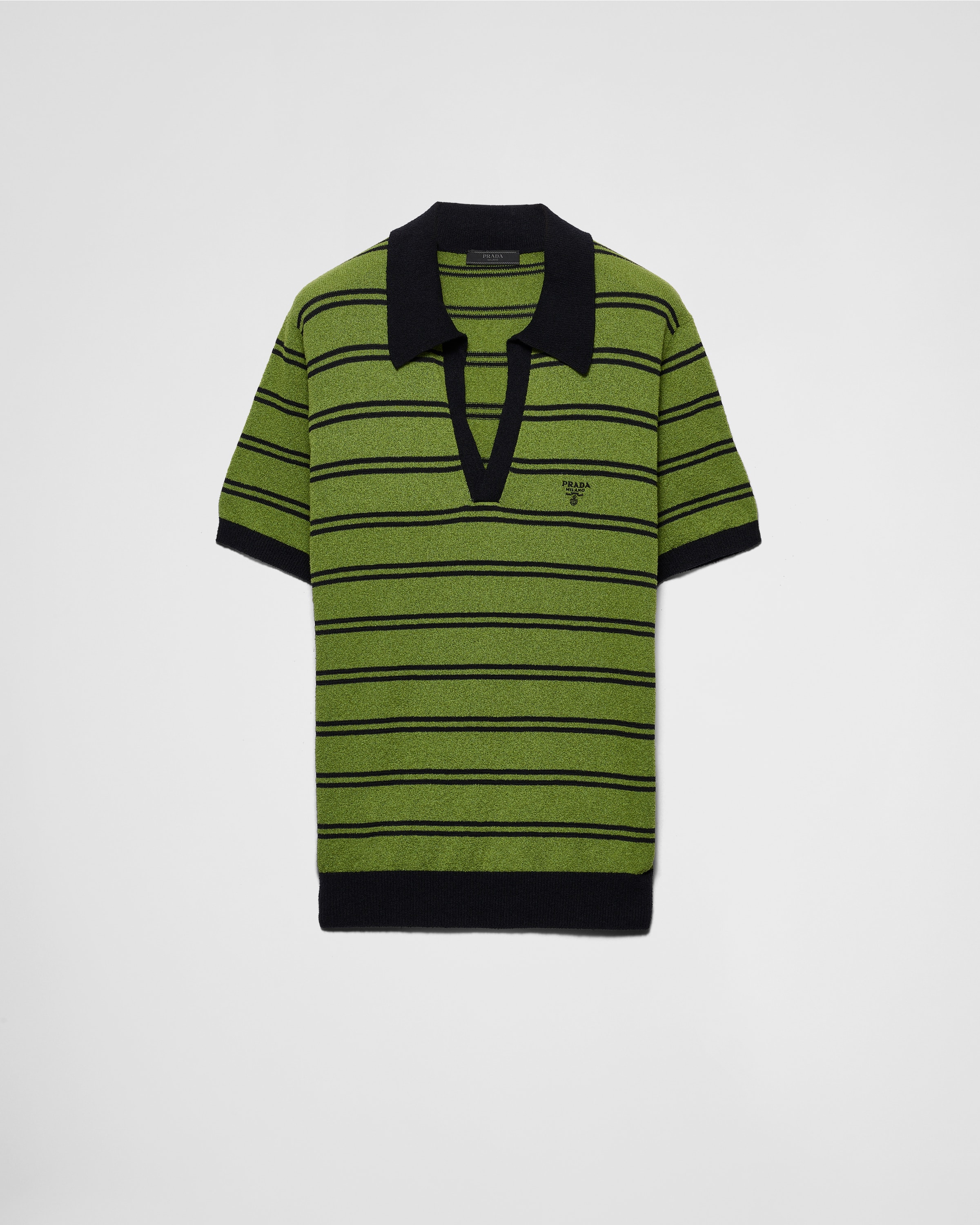 Black/Pistachio Cotton polo shirt | PRADA