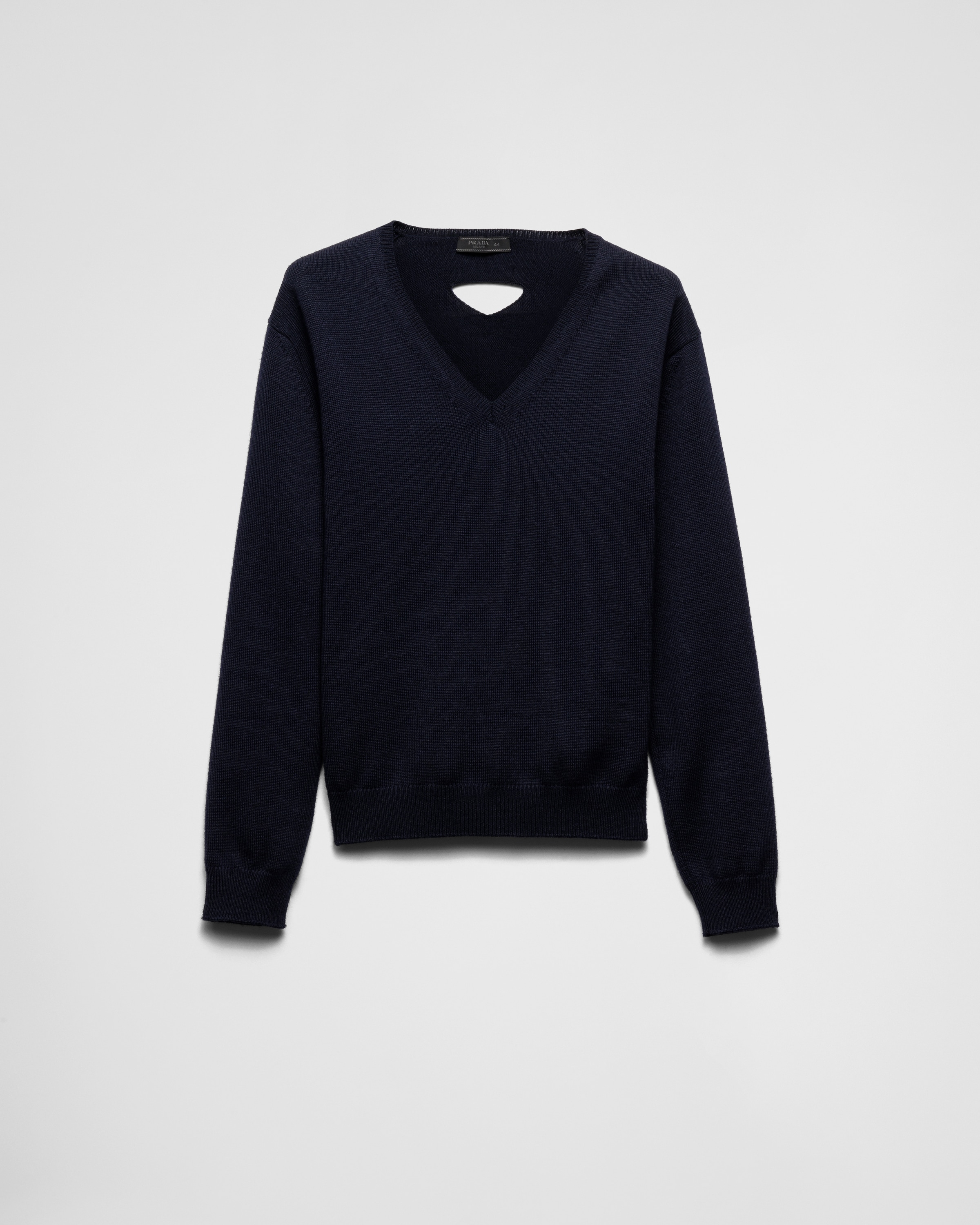 Navy V-neck Wool Sweater | PRADA Navy V-neck Wool Sweater | PRADA