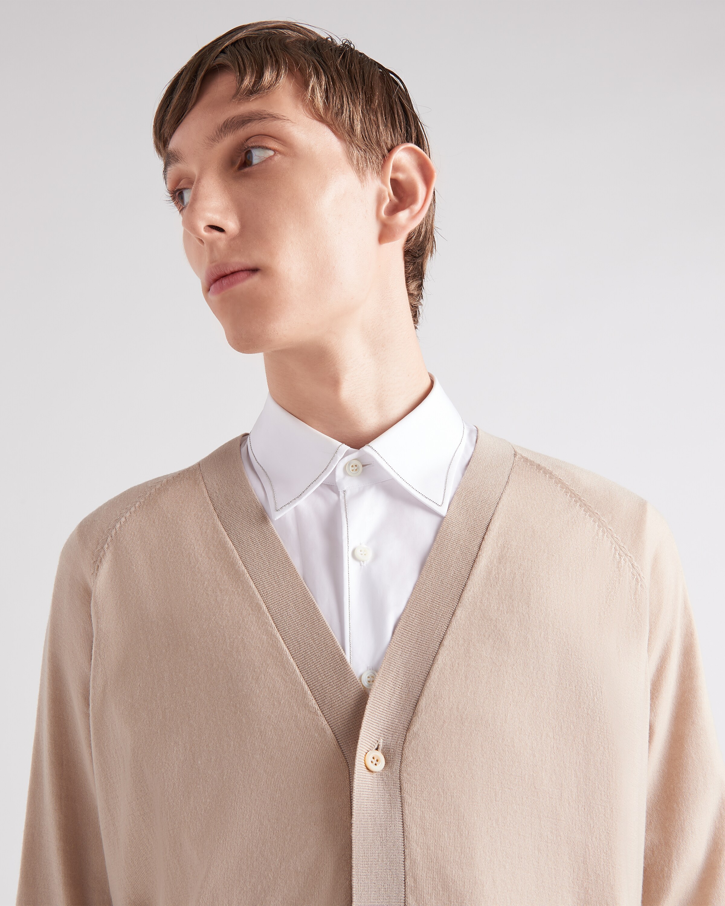 Albino White Worsted wool Cardigan PRADA