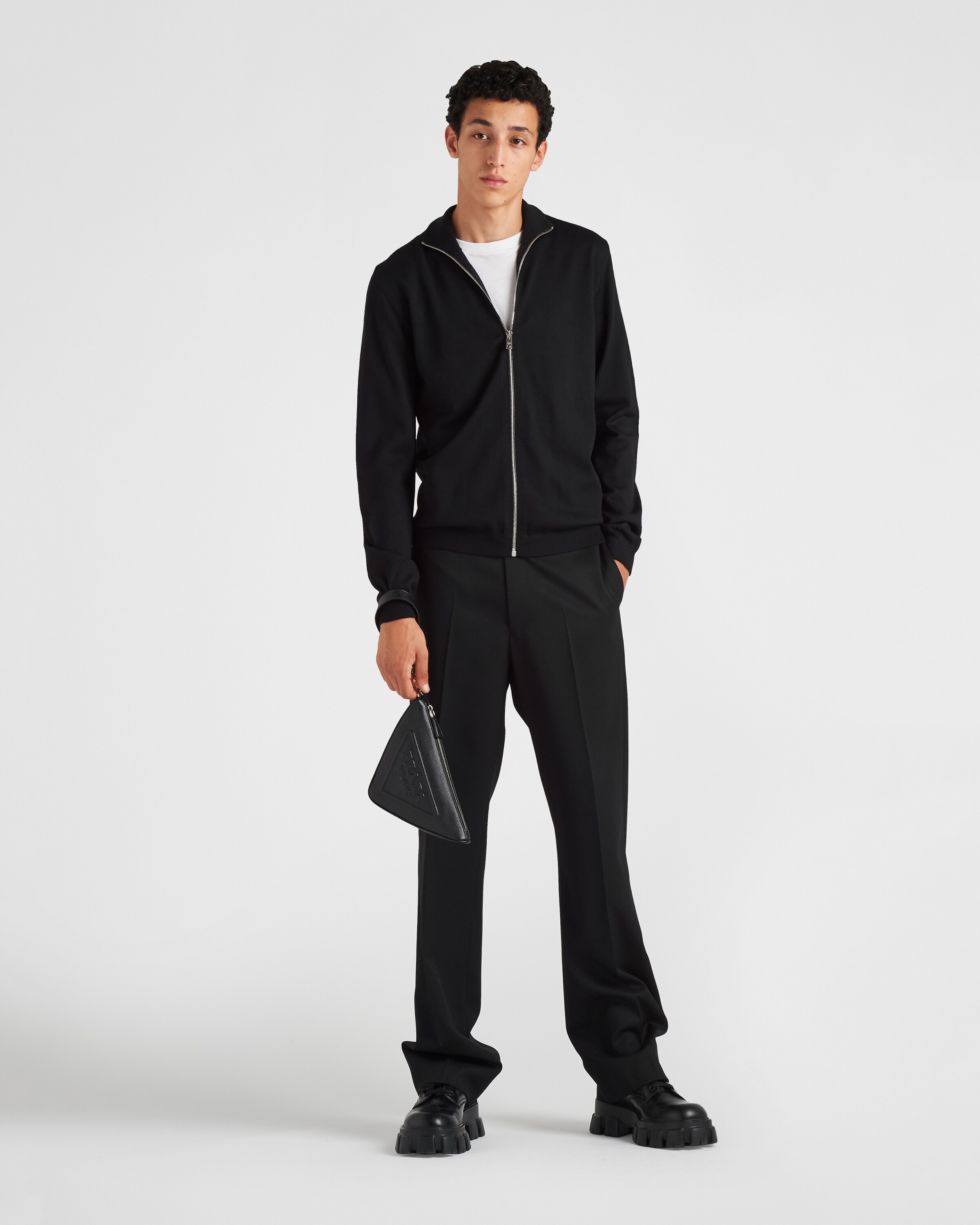 Black Wool Cardigan | PRADA