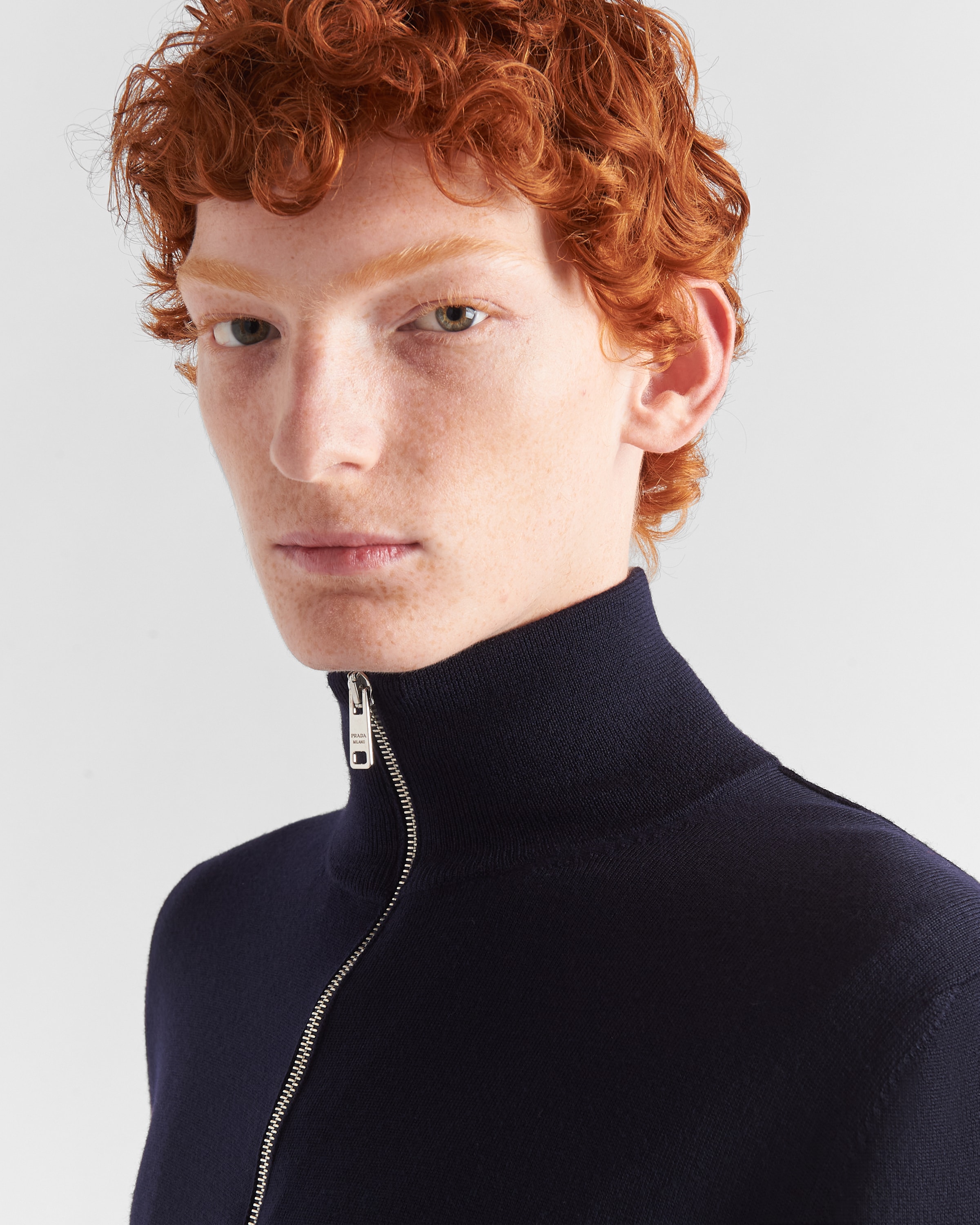 【PRADA】ヴァージンウールカーディガン NAVY (新同) IT48 Navy Wool cardigan | PRADA